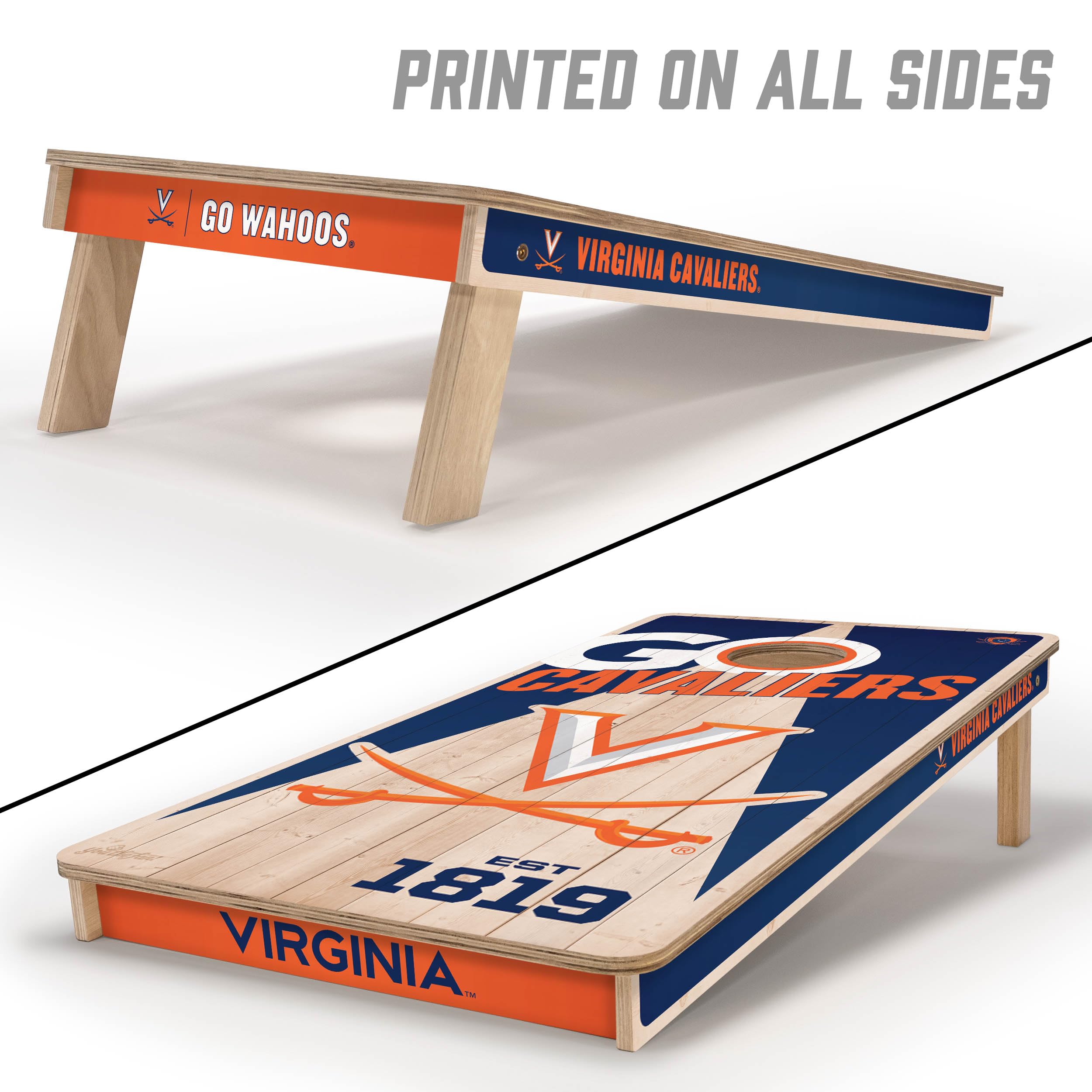 YouTheFan NCAA Virginia Cavaliers 2’ x 4’ Professional Wood Cornhole Game with Logo Bags - Sports Collectibles, Sports Memorabilia, Sports Fan Shop, Sports Gifts
