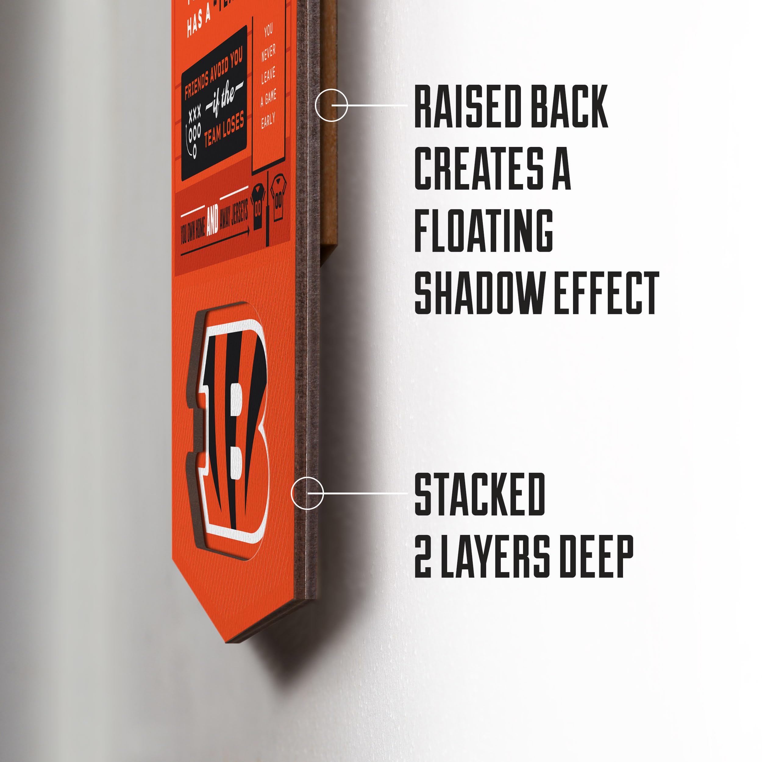 YouTheFan Officially-licensed NFL Cincinnati Bengals 6x19 Top 10 Signs Banner - humorous descriptions - fun sports fan phrases, original design, indoor team wall decor fan gift - Sports Collectibles, Sports Memorabilia, Sports Fan Shop, Sports Gifts