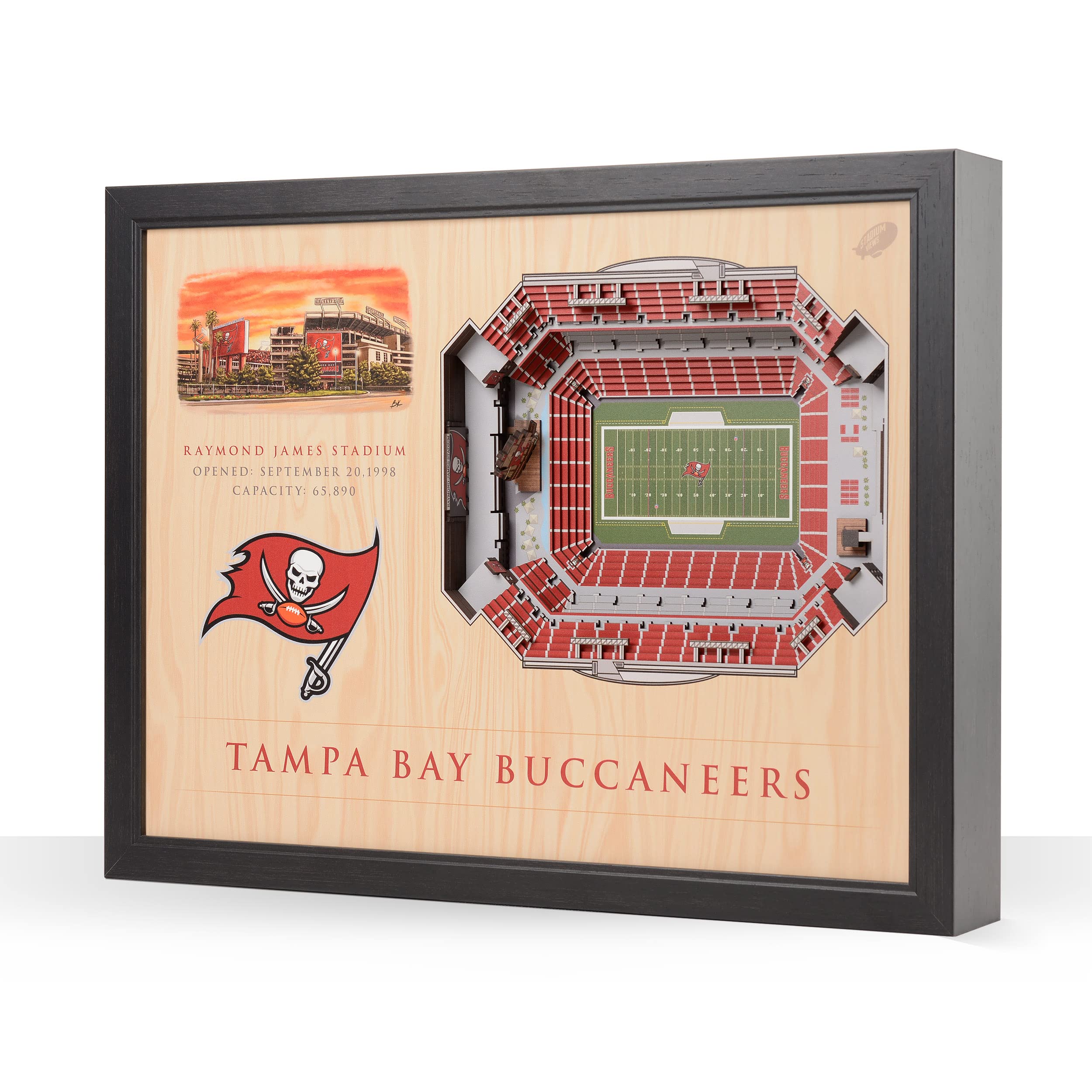 YouTheFan NFL Tampa Bay Buccaneers 25-Layer Stadiumviews 3D Wall Art Team Color, 25.5" x 19.5" x 3.5" - Sports Collectibles, Sports Memorabilia, Sports Fan Shop, Sports Gifts