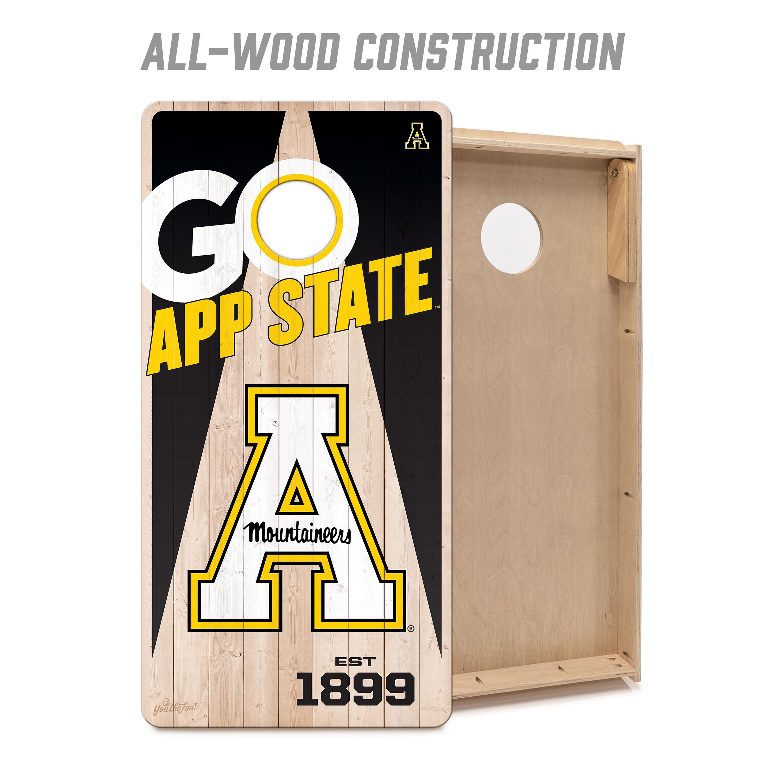 YouTheFan NCAA Appalachian State Mountaineers 2’ x 4’ Professional Wood Cornhole Game with Logo Bags - Sports Collectibles, Sports Memorabilia, Sports Fan Shop, Sports Gifts
