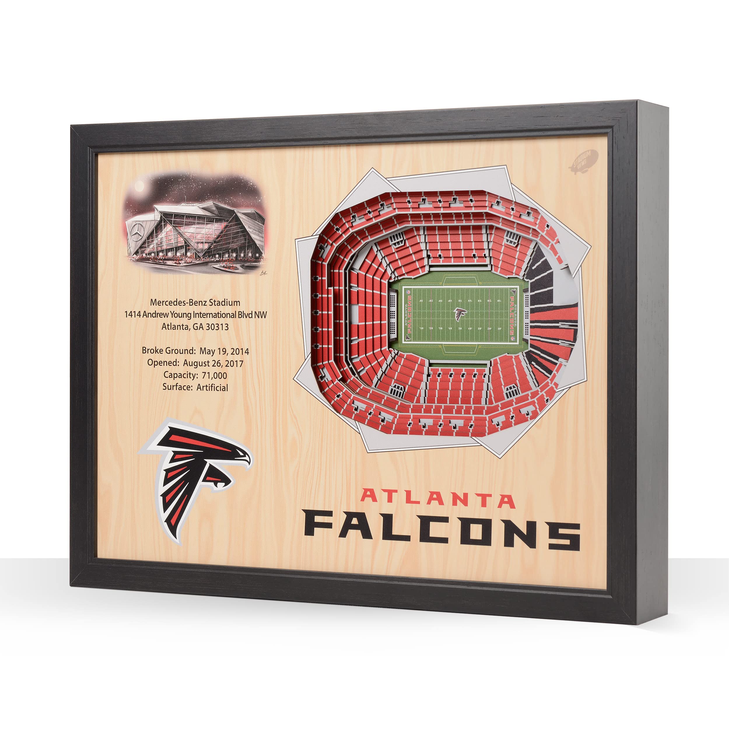 YouTheFan NFL Atlanta Falcons 25-Layer 3D Stadium Wall Art - Sports Collectibles, Sports Memorabilia, Sports Fan Shop, Sports Gifts