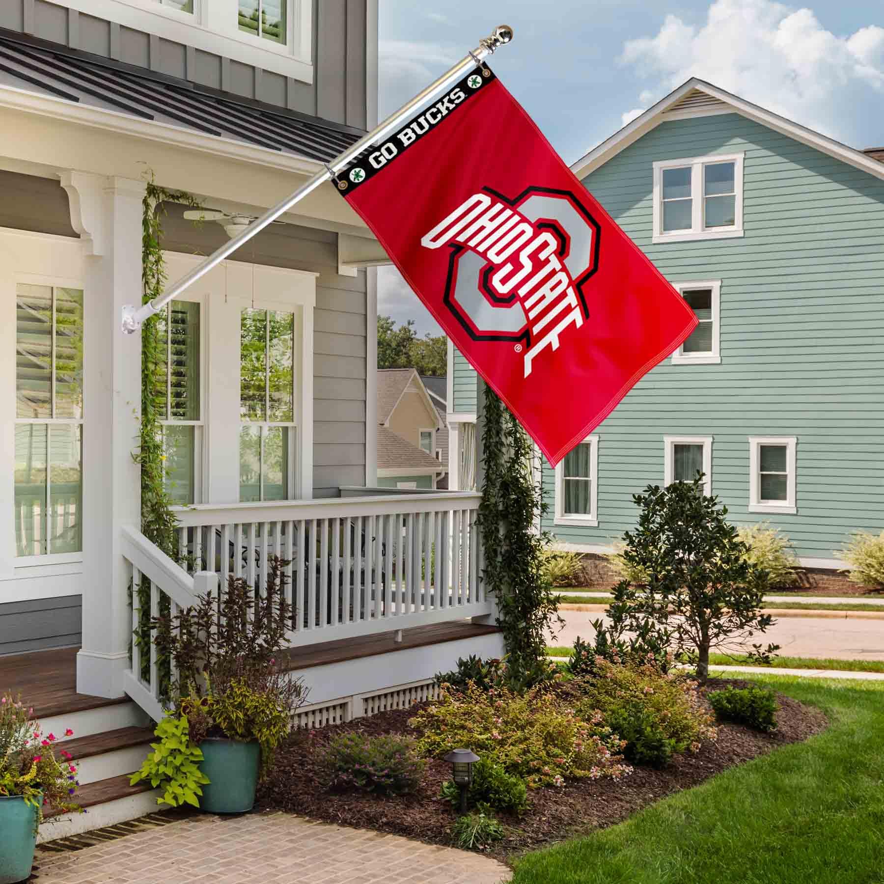 College Flags & Banners Co. Ohio State Buckeyes Go Bucks Printed Header 3x5 Foot Banner Flag - Sports Collectibles, Sports Memorabilia, Sports Fan Shop, Sports Gifts