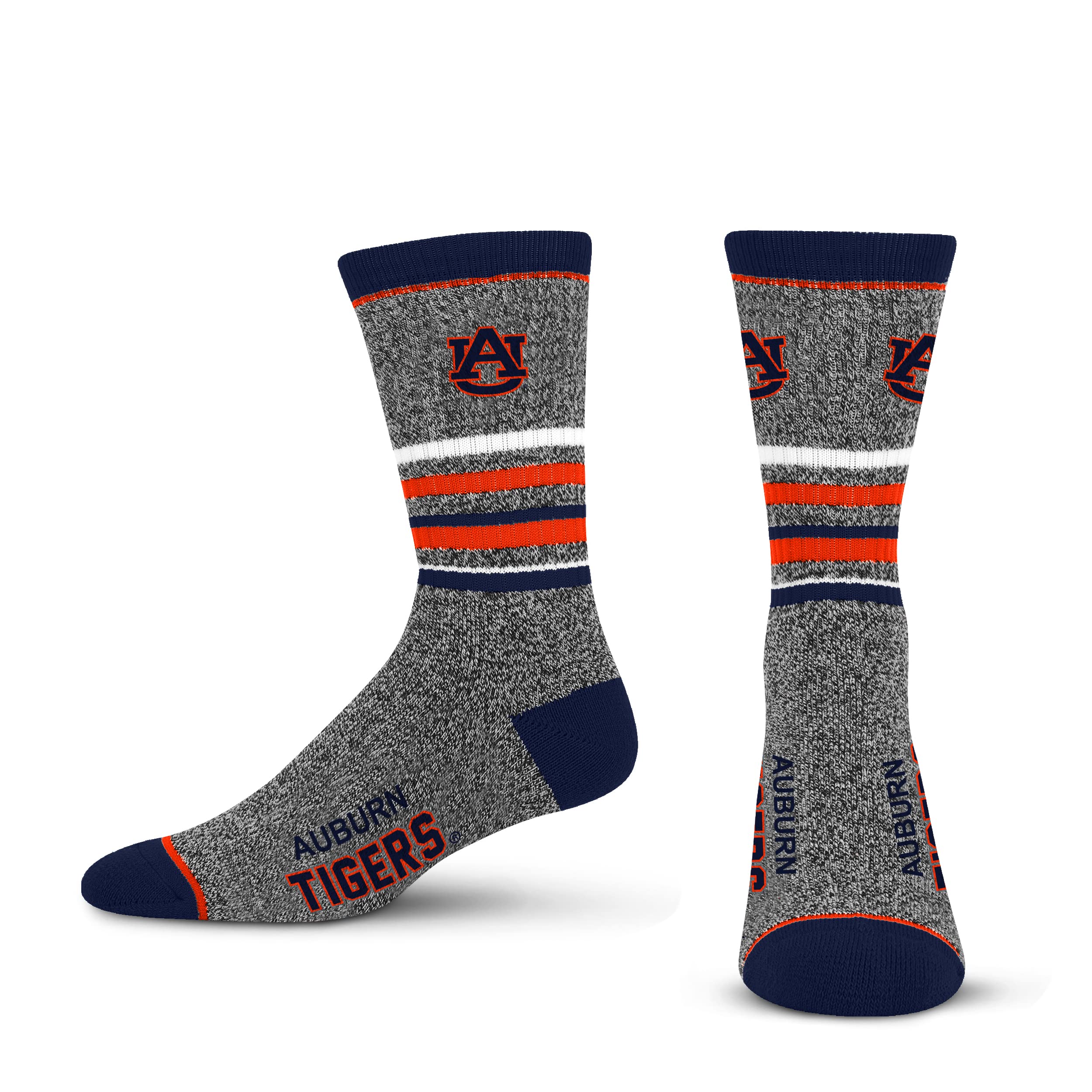 For Bare Feet Mens NCAA Auburn Tigers 5 Star Crew Sock Marble Grey Large - Sports Gifts, Sports Memorabilia, Sports Collectibles, Fan Shop
