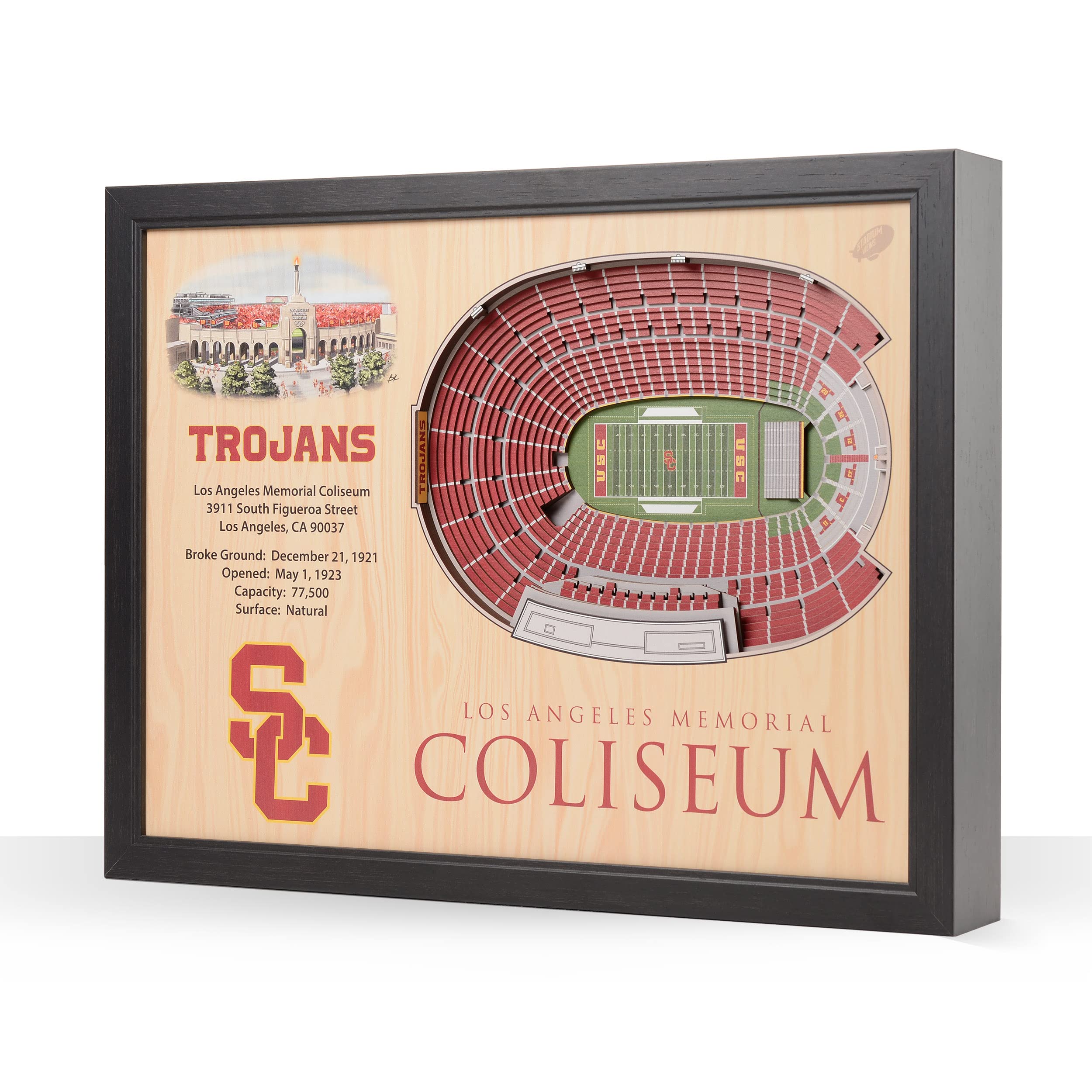 YouTheFan NCAA USC Trojans 25-Layer StadiumView 3D Wall Art , 25.5 x 3.5 x 19.5 Inches ,Brown - Sports Collectibles, Sports Memorabilia, Sports Fan Shop, Sports Gifts