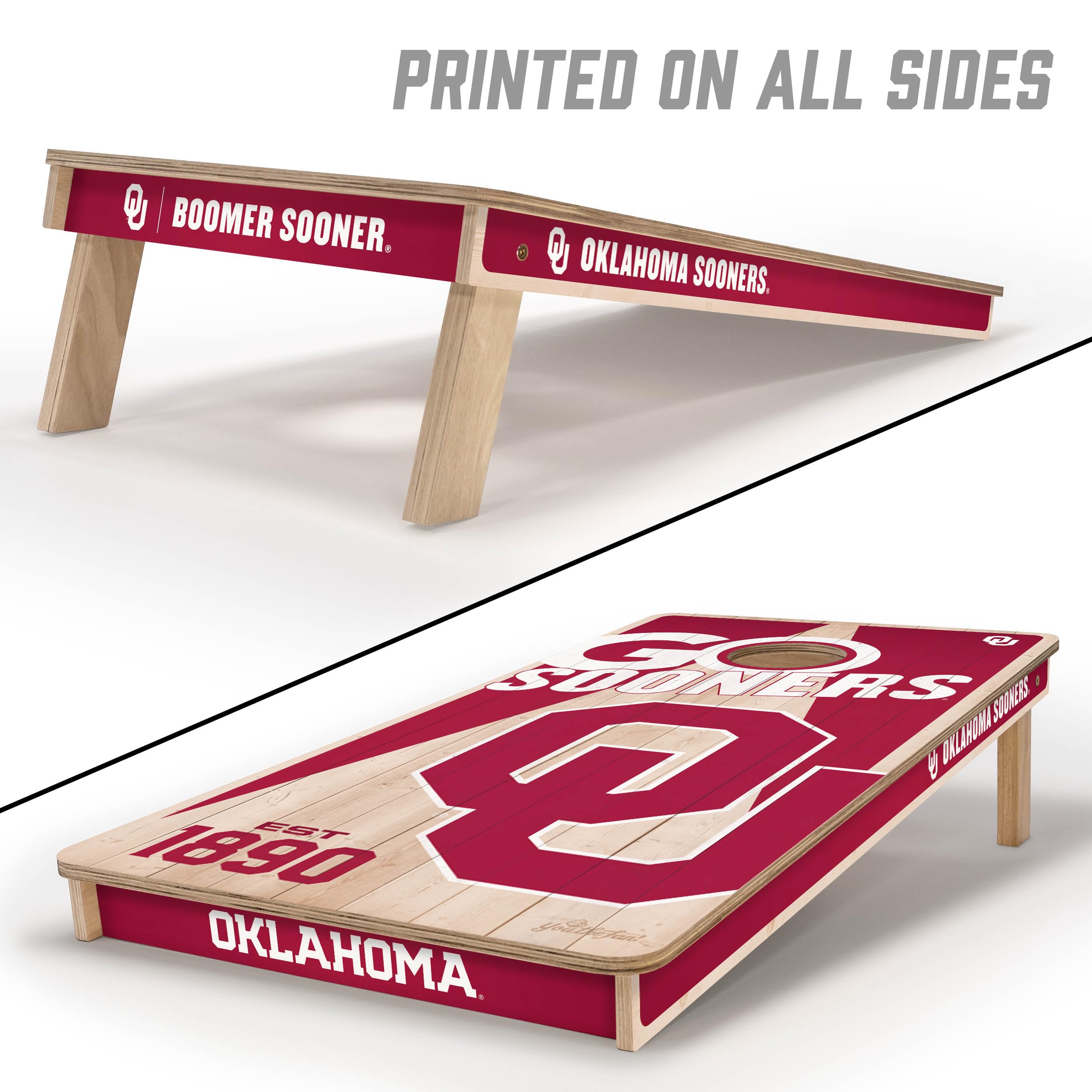 YouTheFan NCAA Oklahoma Sooners 2’ x 4’ Professional Wood Cornhole Game with Logo Bags - Sports Collectibles, Sports Memorabilia, Sports Fan Shop, Sports Gifts