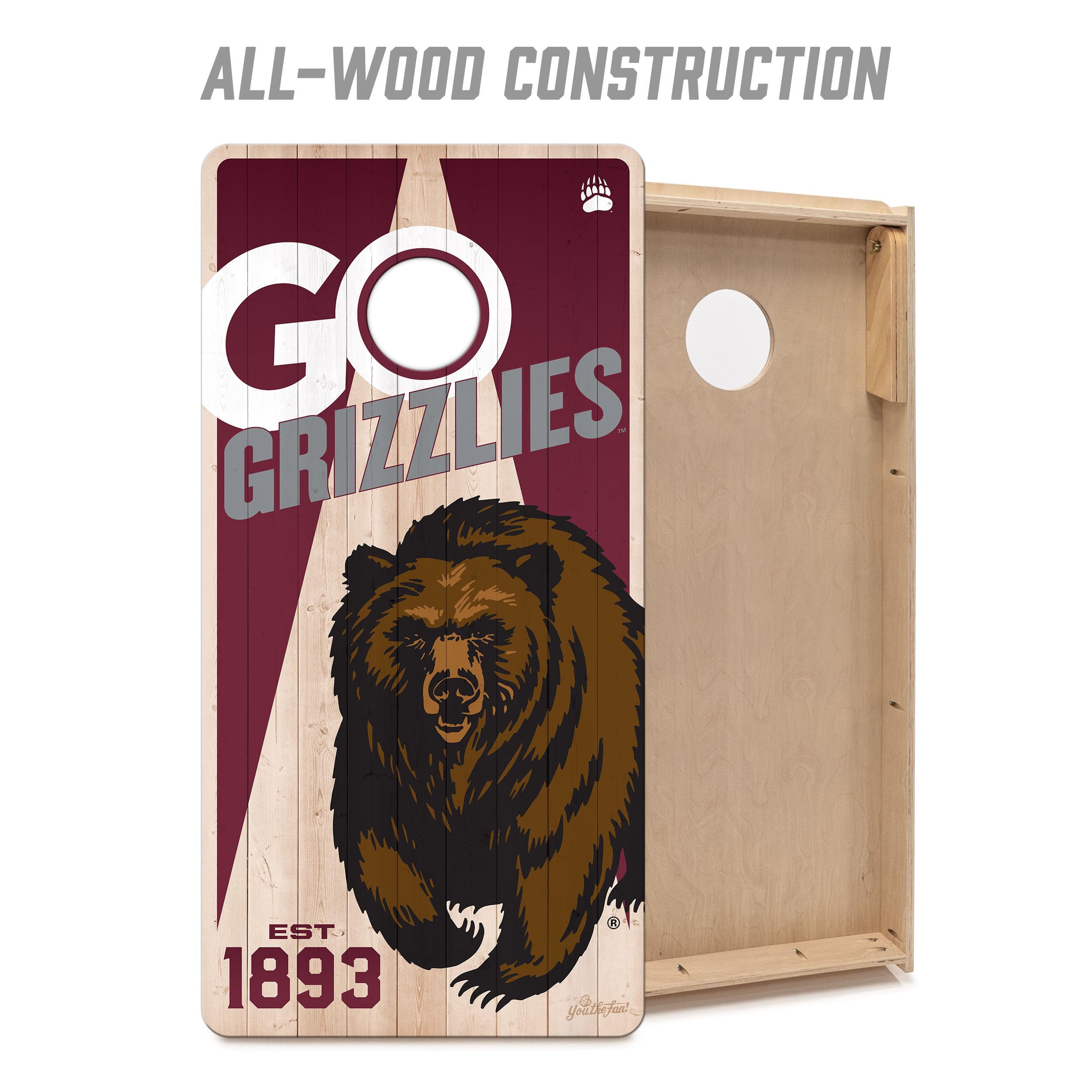 YouTheFan NCAA Montana Grizzlies 2’ x 4’ Professional Wood Cornhole Game with Logo Bags - Sports Collectibles, Sports Memorabilia, Sports Fan Shop, Sports Gifts