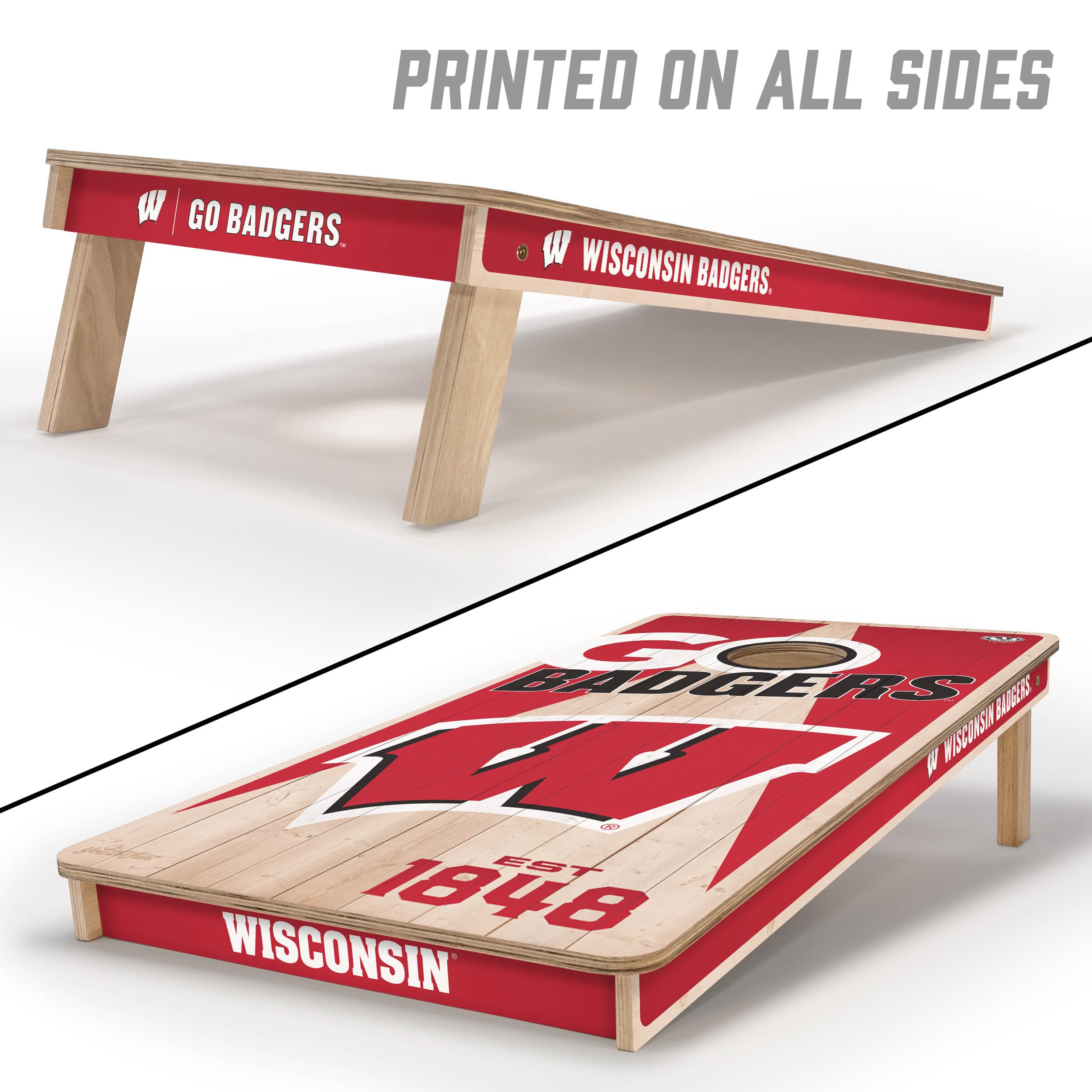 YouTheFan NCAA Wisconsin Badgers 2’ x 4’ Professional Wood Cornhole Game with Logo Bags - Sports Collectibles, Sports Memorabilia, Sports Fan Shop, Sports Gifts