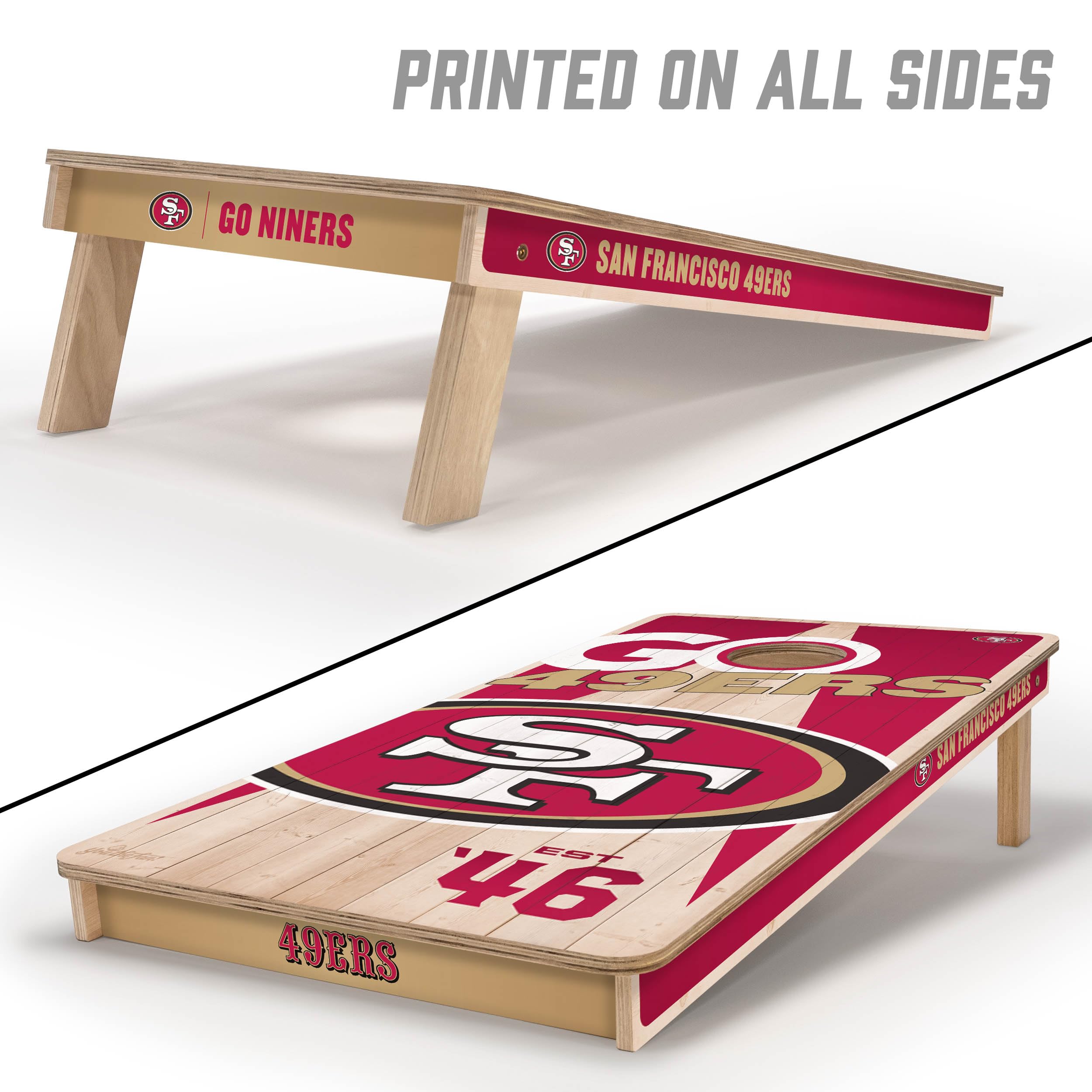 YouTheFan NFL San Francisco 49ers 2’ x 4’ Professional Wood Cornhole Game with Logo Bags - Sports Collectibles, Sports Memorabilia, Sports Fan Shop, Sports Gifts