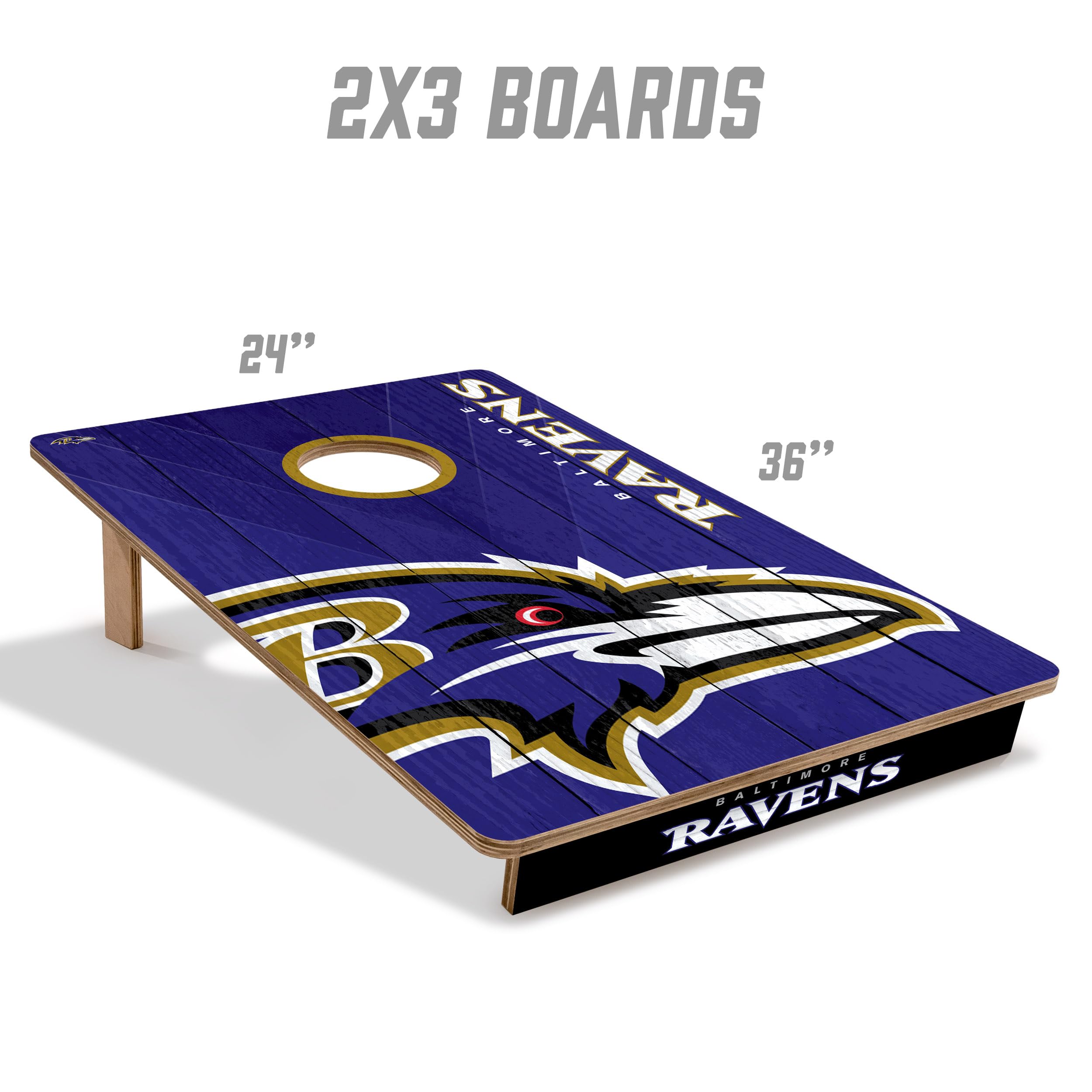 YouTheFan NFL Baltimore Ravens 2’ x 3’ Wood Cornhole Game with Logo Bags - Sports Collectibles, Sports Memorabilia, Sports Fan Shop, Sports Gifts