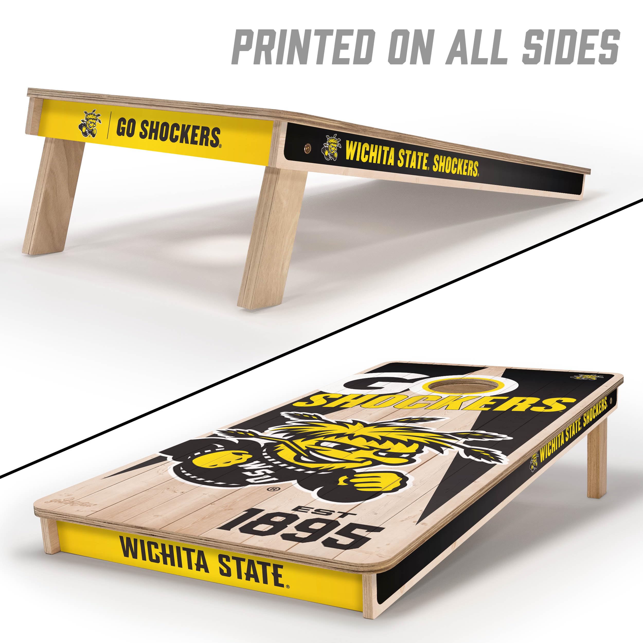 YouTheFan NCAA Wichita State Shockers 2’ x 4’ Professional Wood Cornhole Game with Logo Bags - Sports Collectibles, Sports Memorabilia, Sports Fan Shop, Sports Gifts
