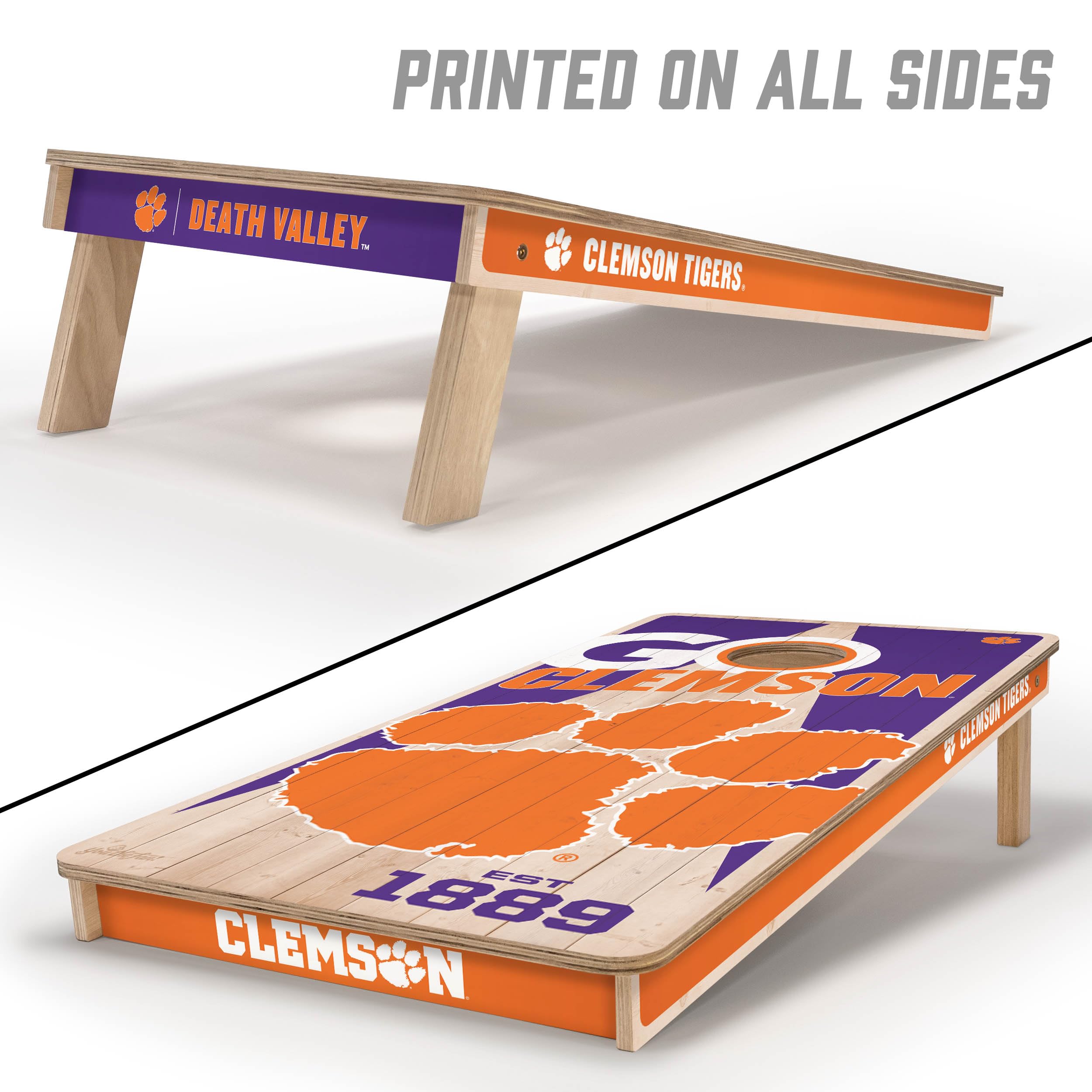 YouTheFan NCAA Clemson Tigers 2’ x 4’ Professional Wood Cornhole Game with Logo Bags - Sports Collectibles, Sports Memorabilia, Sports Fan Shop, Sports Gifts