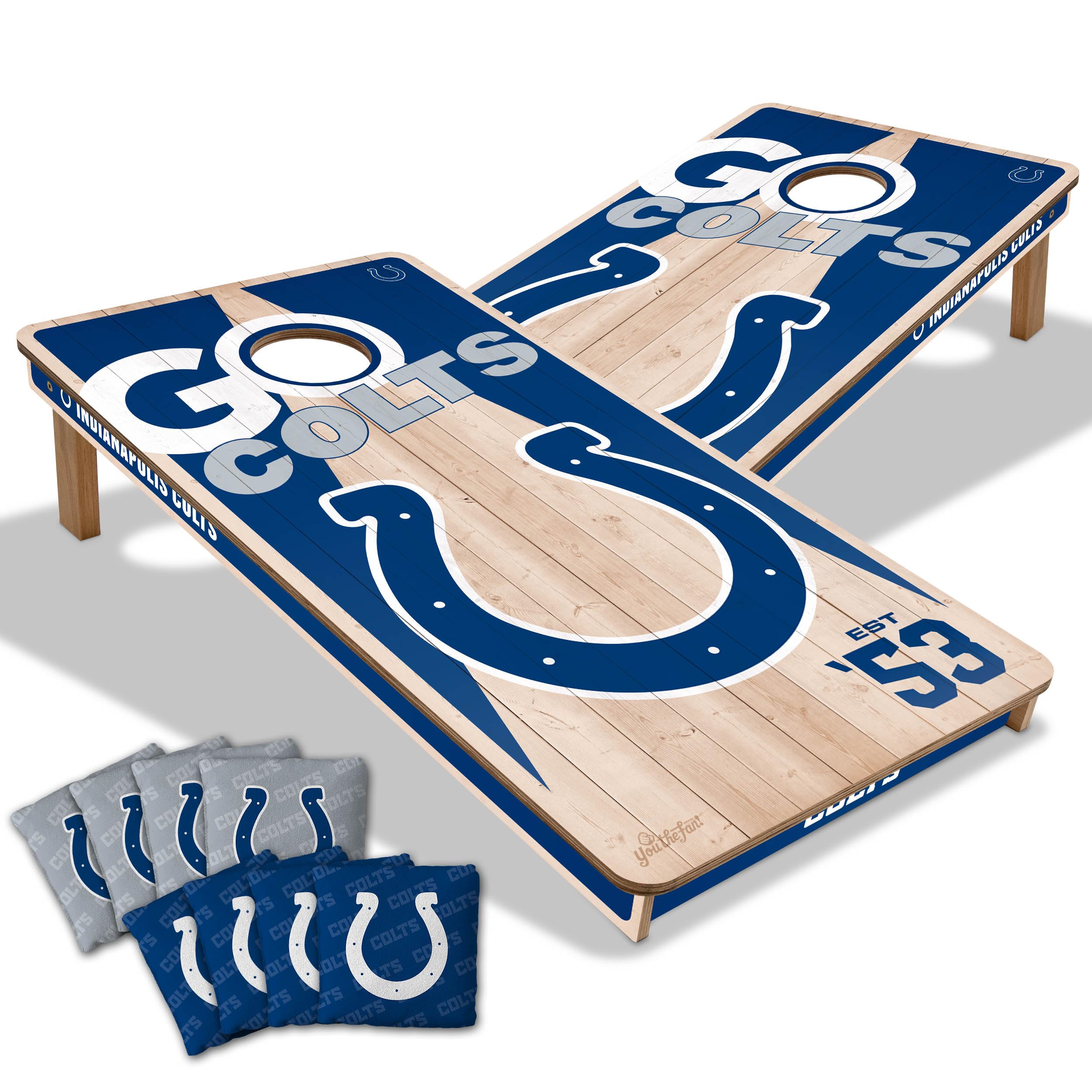 YouTheFan NFL Indianapolis Colts 2’ x 4’ Professional Wood Cornhole Game with Logo Bags - Sports Collectibles, Sports Memorabilia, Sports Fan Shop, Sports Gifts