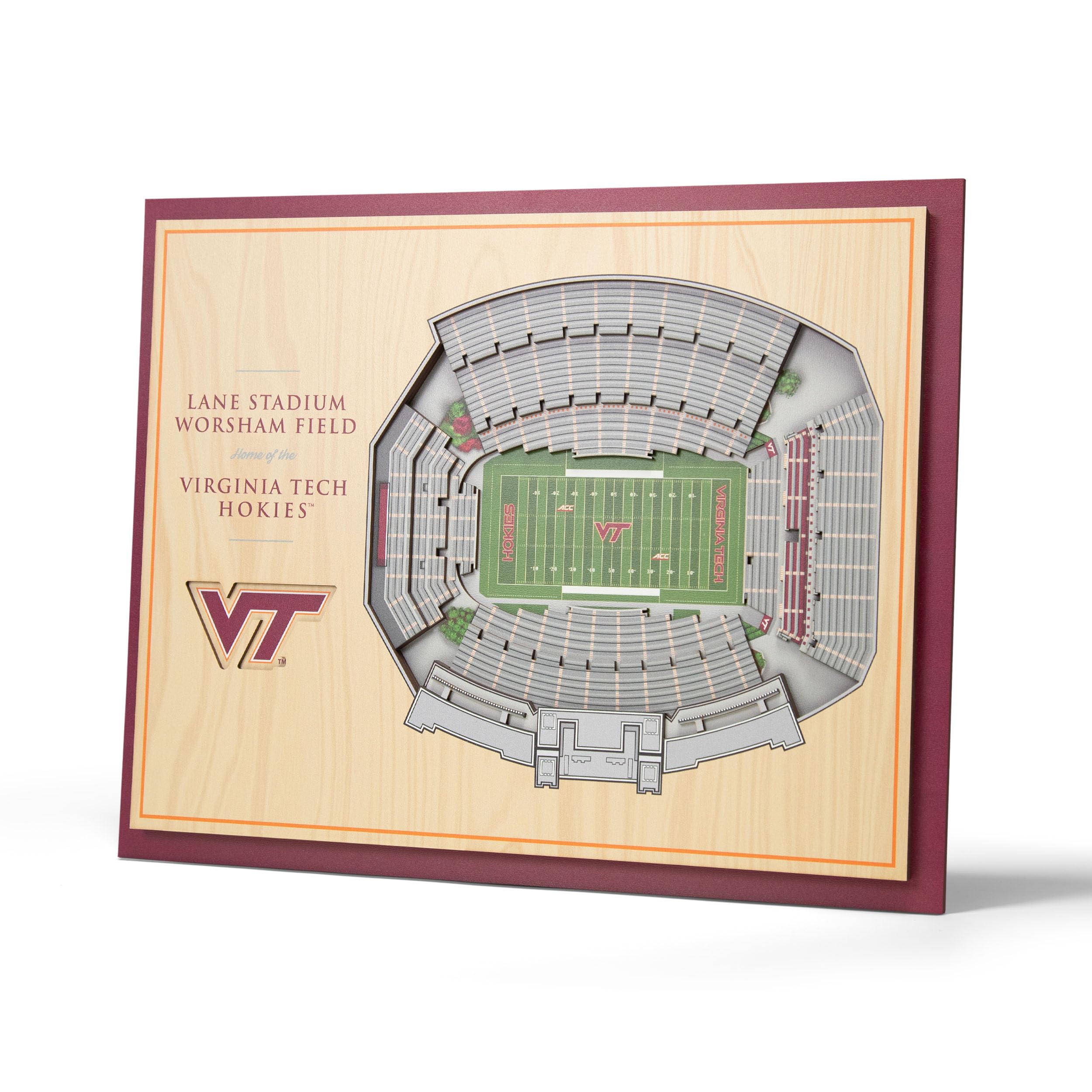 YouTheFan NCAA Virginia Tech Hokies 5-Layer StadiumView 3D Wall Art - Lane Stadium Worsham Field - Sports Collectibles, Sports Memorabilia, Sports Fan Shop, Sports Gifts
