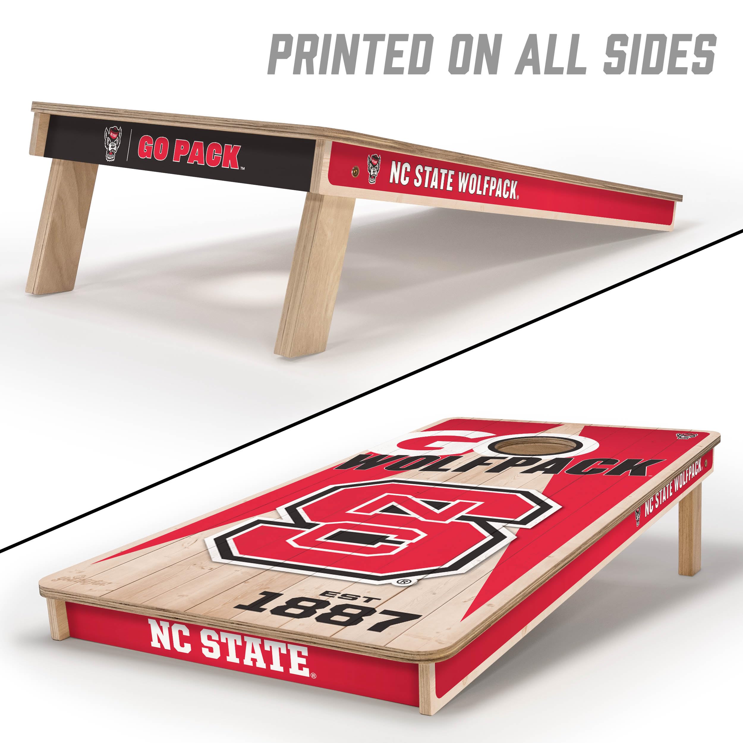 YouTheFan NCAA NC State Wolfpack 2’ x 4’ Professional Wood Cornhole Game with Logo Bags - Sports Collectibles, Sports Memorabilia, Sports Fan Shop, Sports Gifts