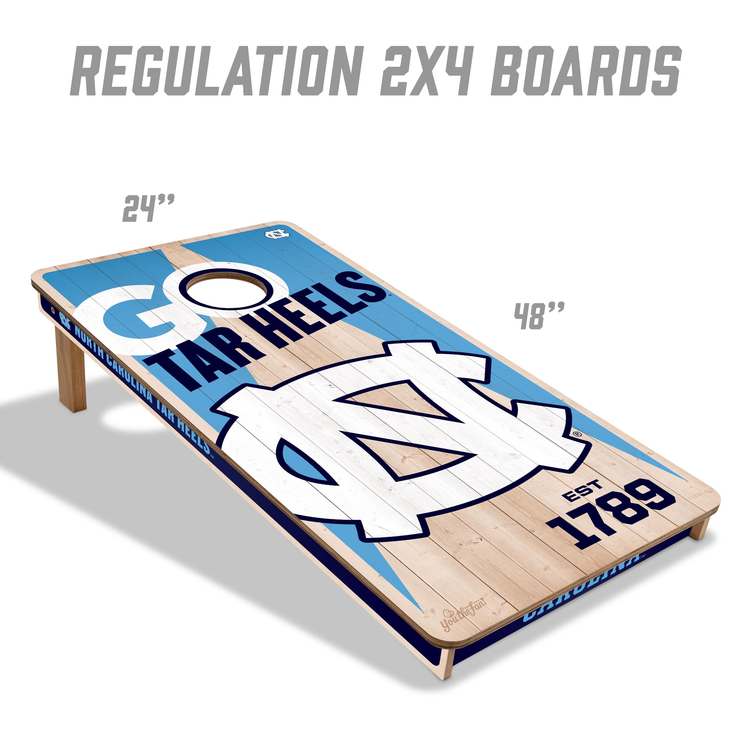 YouTheFan NCAA North Carolina Tar Heels 2’ x 4’ Professional Wood Cornhole Game with Logo Bags - Sports Collectibles, Sports Memorabilia, Sports Fan Shop, Sports Gifts