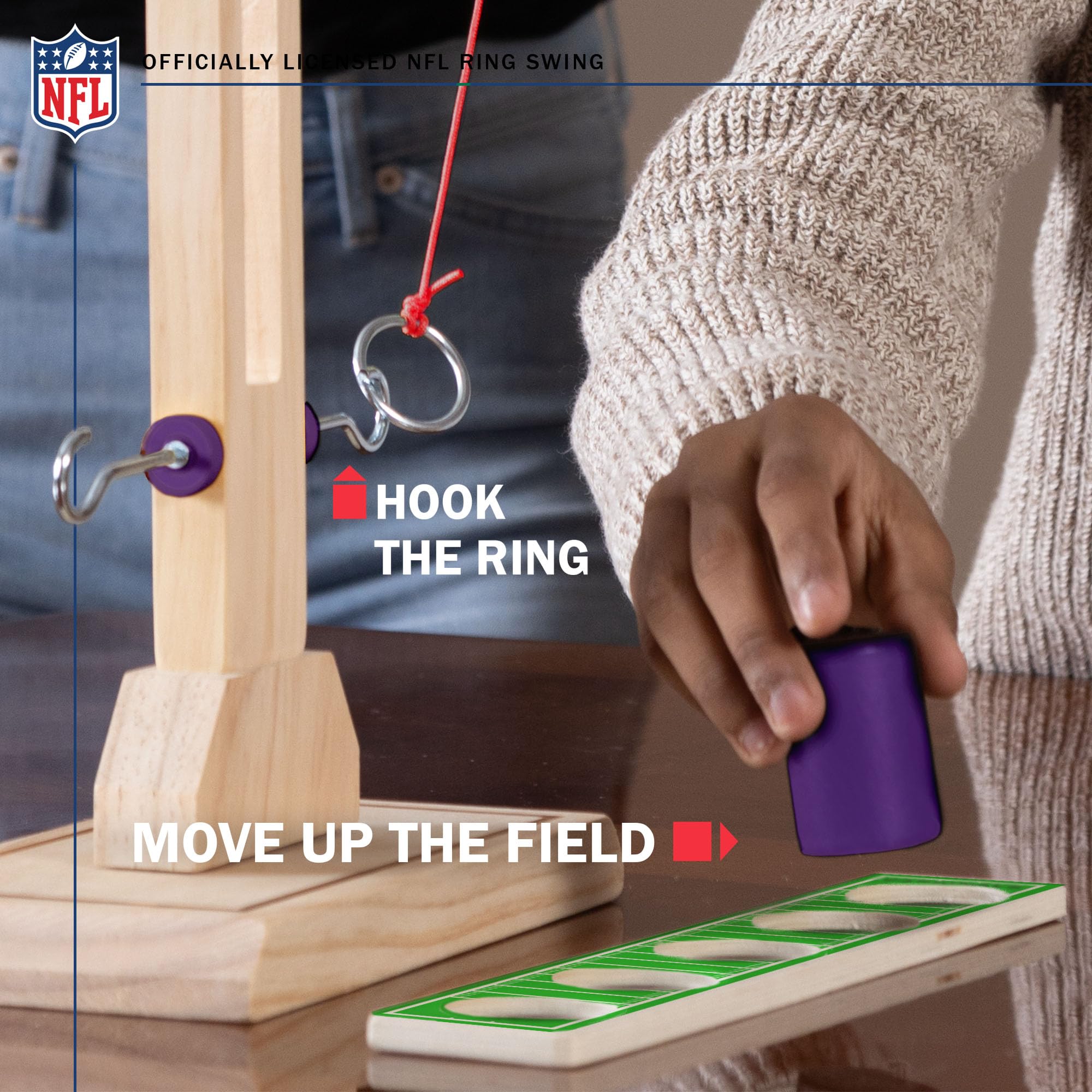 Wild Sports NFL Minnesota Vikings Wooden Ring Swing Battle - Head-to-Head Ring Toss Hook & Ring Game for NFL Fans - Sports Collectibles, Sports Memorabilia, Sports Fan Shop, Sports Gifts