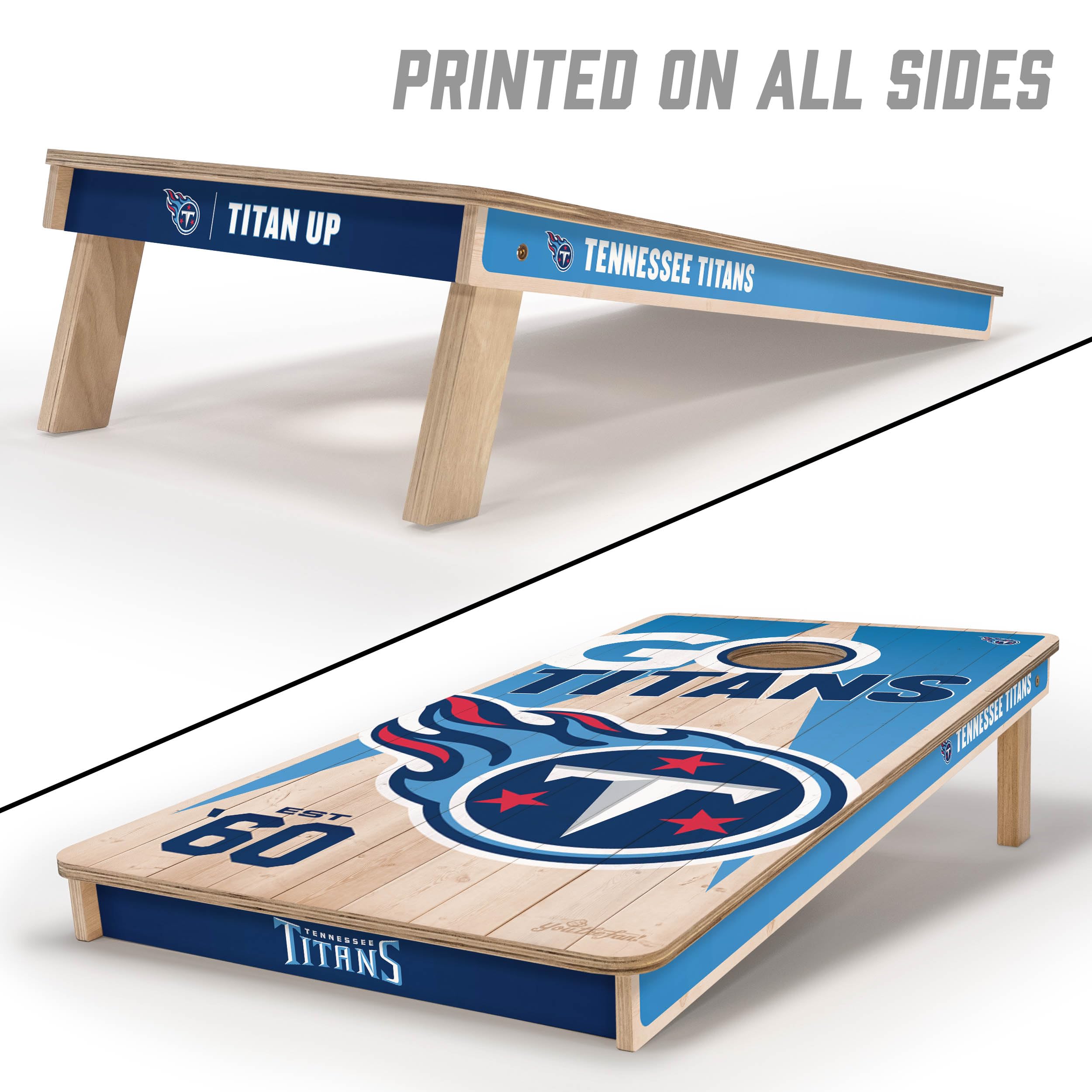 YouTheFan NFL Tennessee Titans 2’ x 4’ Professional Wood Cornhole Game with Logo Bags - Sports Collectibles, Sports Memorabilia, Sports Fan Shop, Sports Gifts