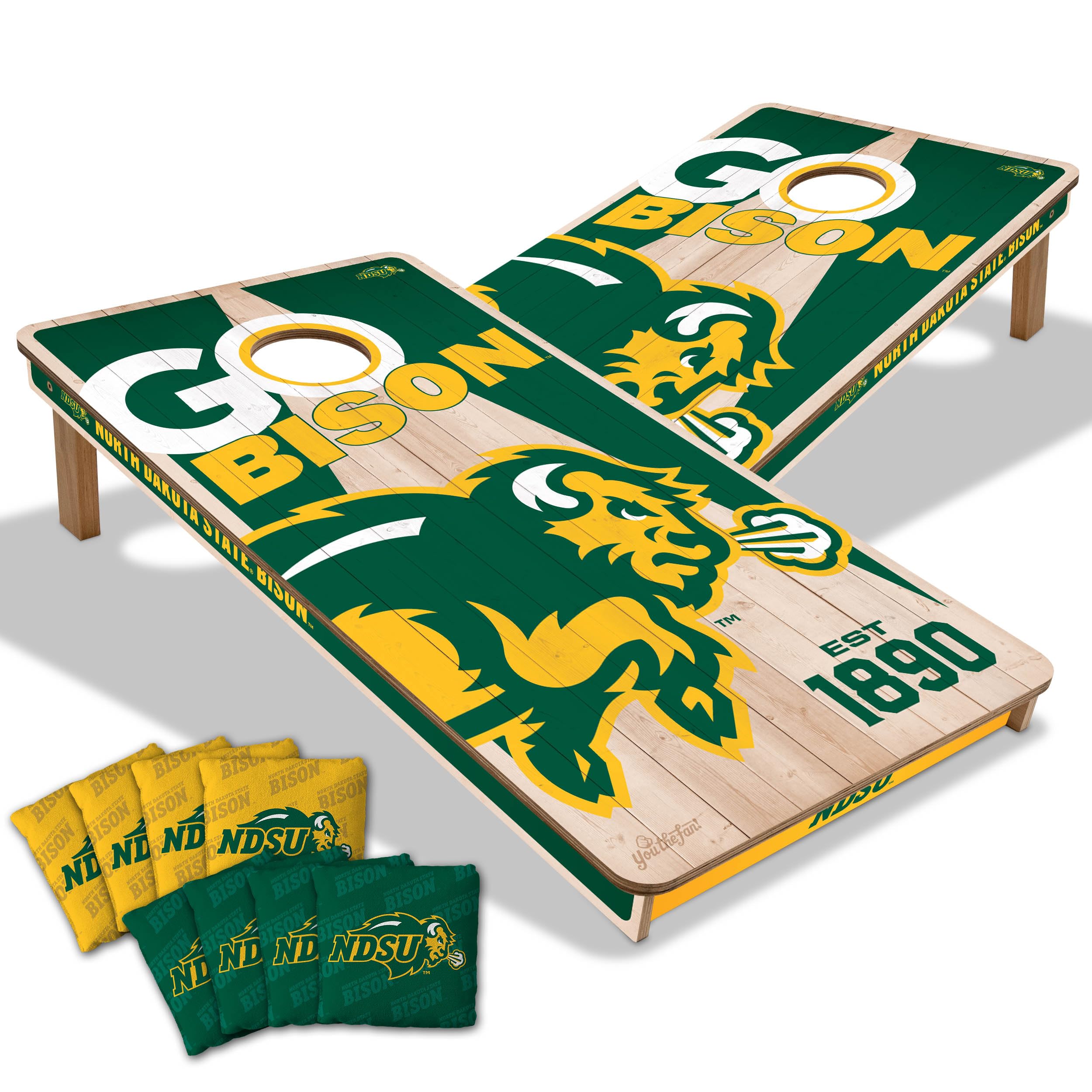 YouTheFan NCAA North Dakota State Bison 2’ x 4’ Professional Wood Cornhole Game with Logo Bags - Sports Collectibles, Sports Memorabilia, Sports Fan Shop, Sports Gifts