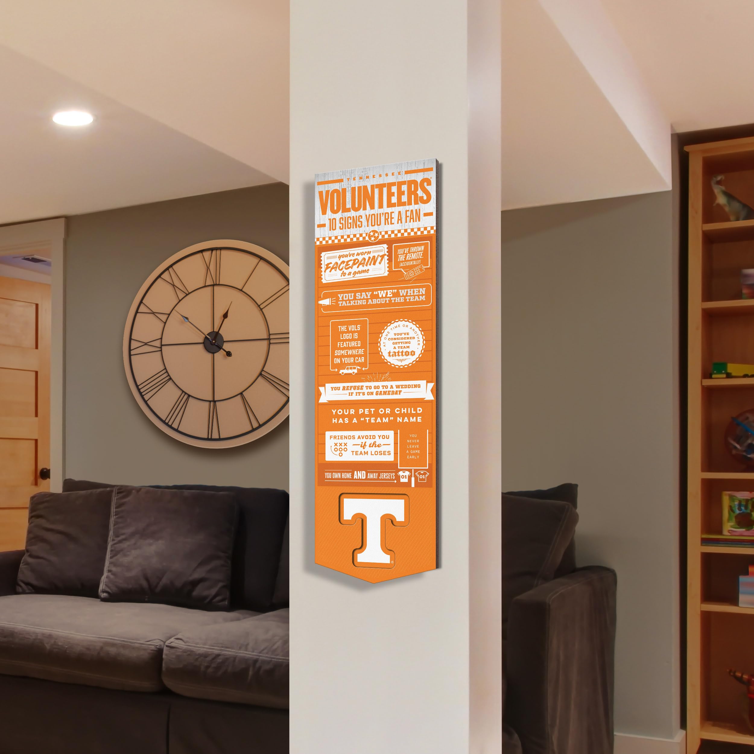 YouTheFan Officially-licensed NCAA Tennessee Volunteers 6x19 Top 10 Signs Banner - humorous descriptions - fun sports fan phrases, original design, indoor team wall decor fan gift - Sports Collectibles, Sports Memorabilia, Sports Fan Shop, Sports Gifts