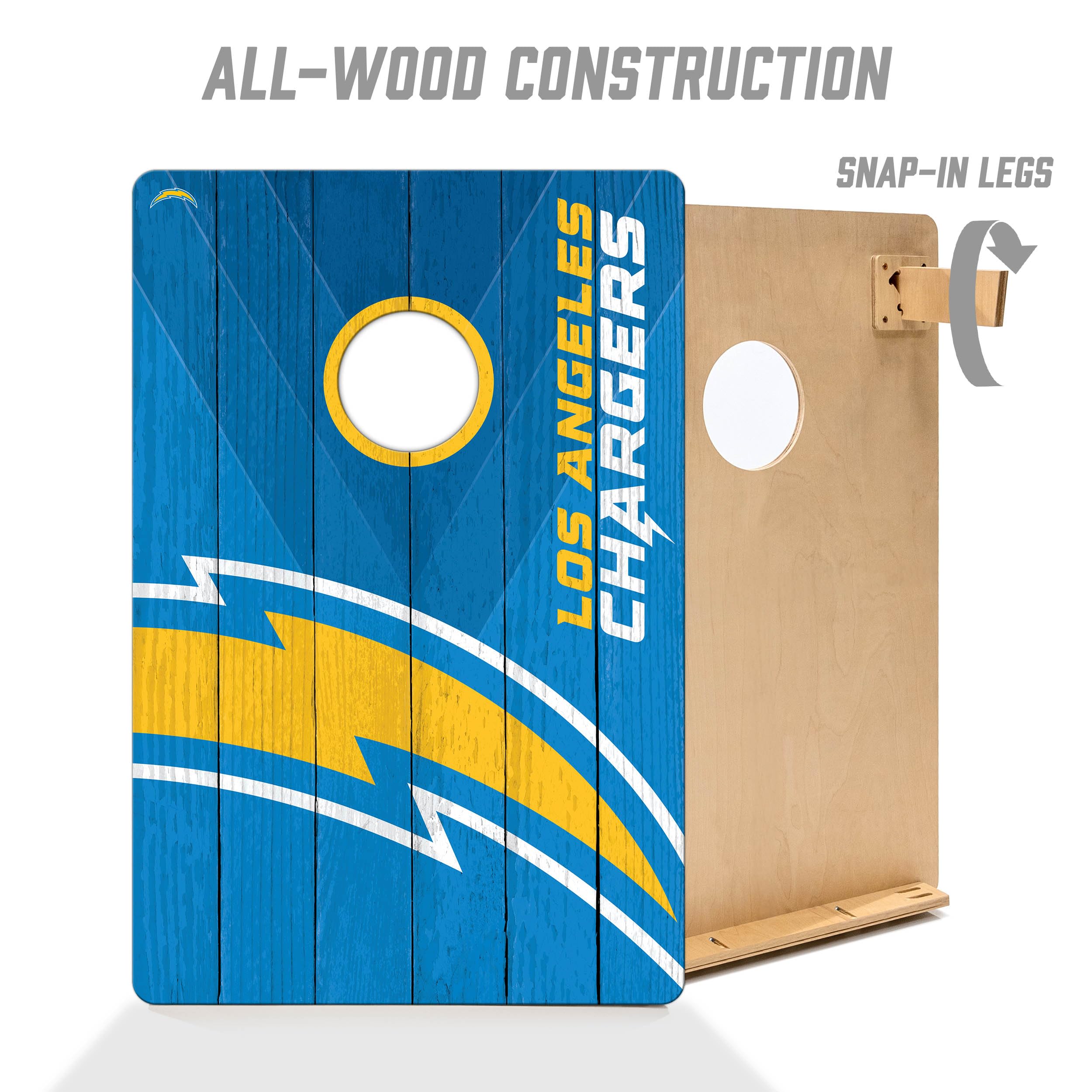 YouTheFan NFL Los Angeles Chargers 2’ x 3’ Wood Cornhole Game with Logo Bags - Sports Collectibles, Sports Memorabilia, Sports Fan Shop, Sports Gifts