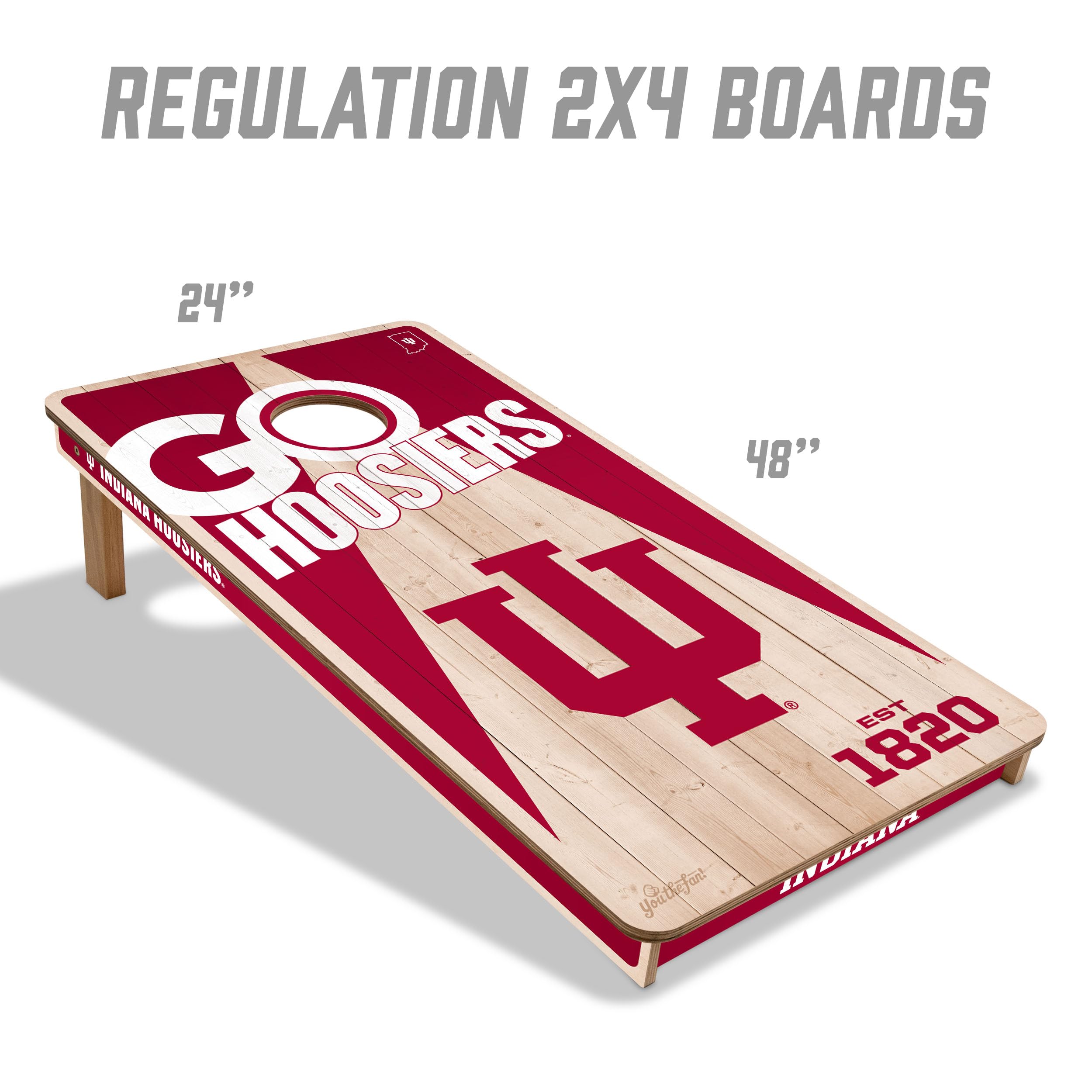 YouTheFan NCAA Indiana Hoosiers 2’ x 4’ Professional Wood Cornhole Game with Logo Bags - Sports Collectibles, Sports Memorabilia, Sports Fan Shop, Sports Gifts