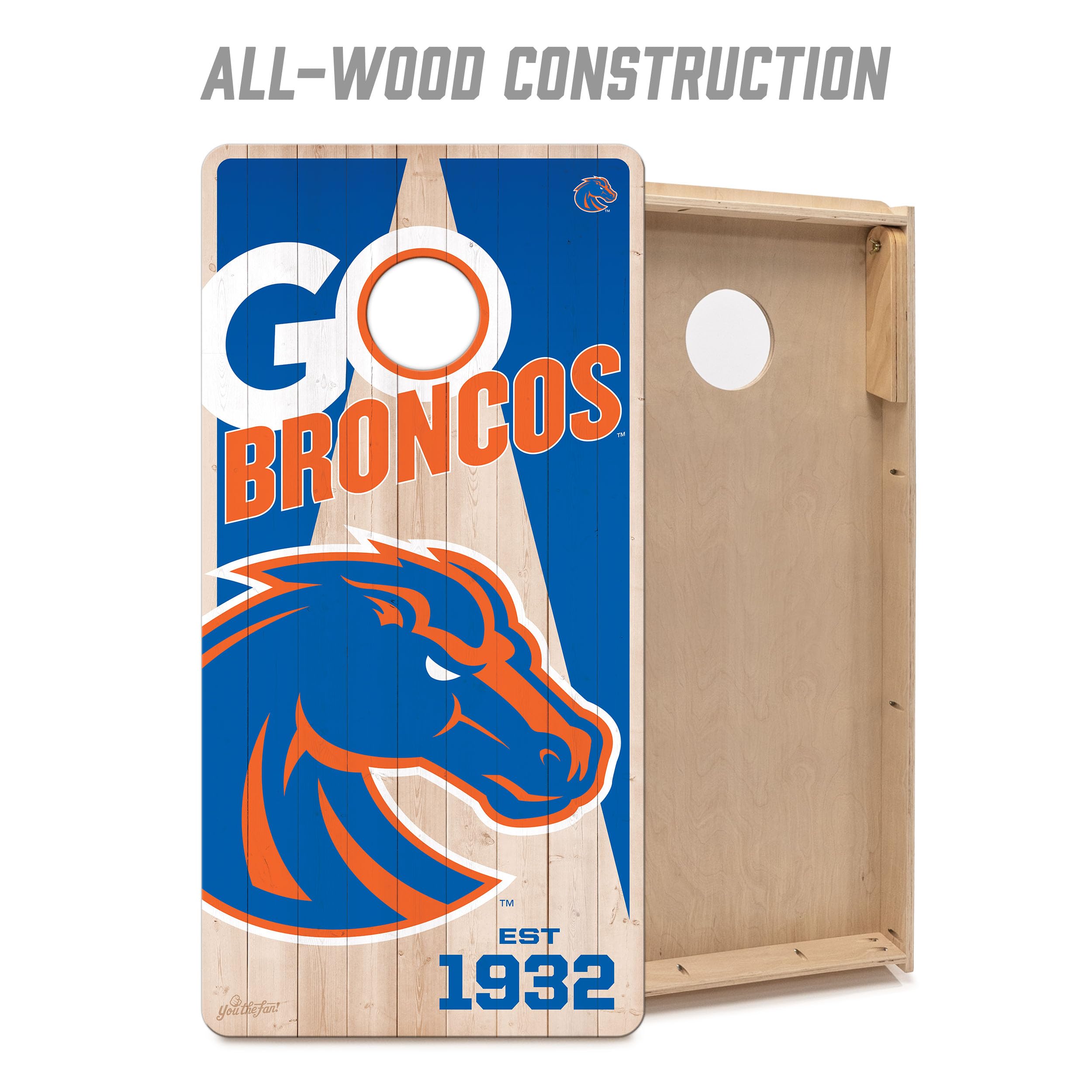 YouTheFan NCAA Boise State Broncos 2’ x 4’ Professional Wood Cornhole Game with Logo Bags - Sports Collectibles, Sports Memorabilia, Sports Fan Shop, Sports Gifts
