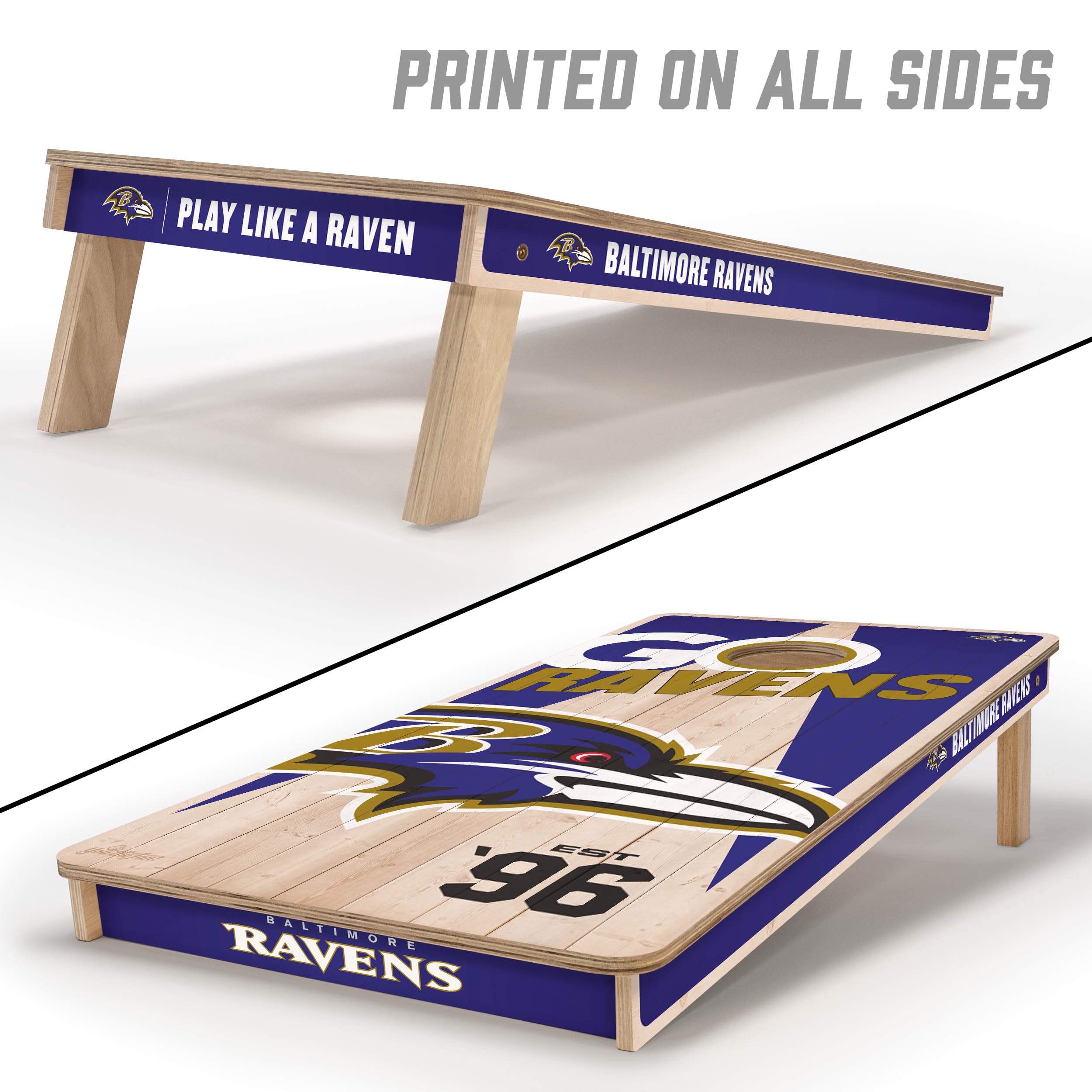 YouTheFan NFL Baltimore Ravens 2’ x 4’ Professional Wood Cornhole Game with Logo Bags - Sports Collectibles, Sports Memorabilia, Sports Fan Shop, Sports Gifts