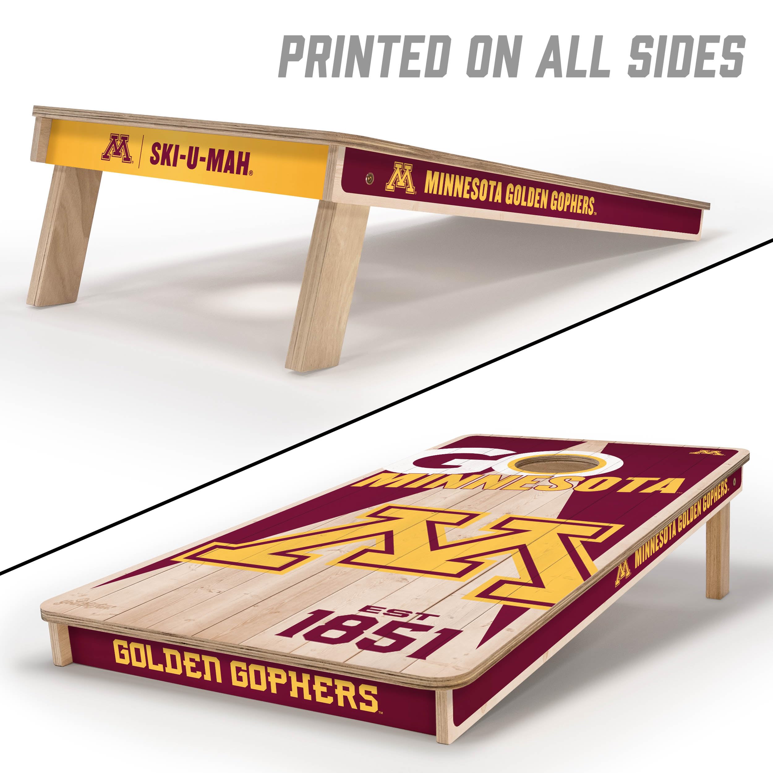YouTheFan NCAA Minnesota Golden Gophers 2’ x 4’ Professional Wood Cornhole Game with Logo Bags - Sports Collectibles, Sports Memorabilia, Sports Fan Shop, Sports Gifts