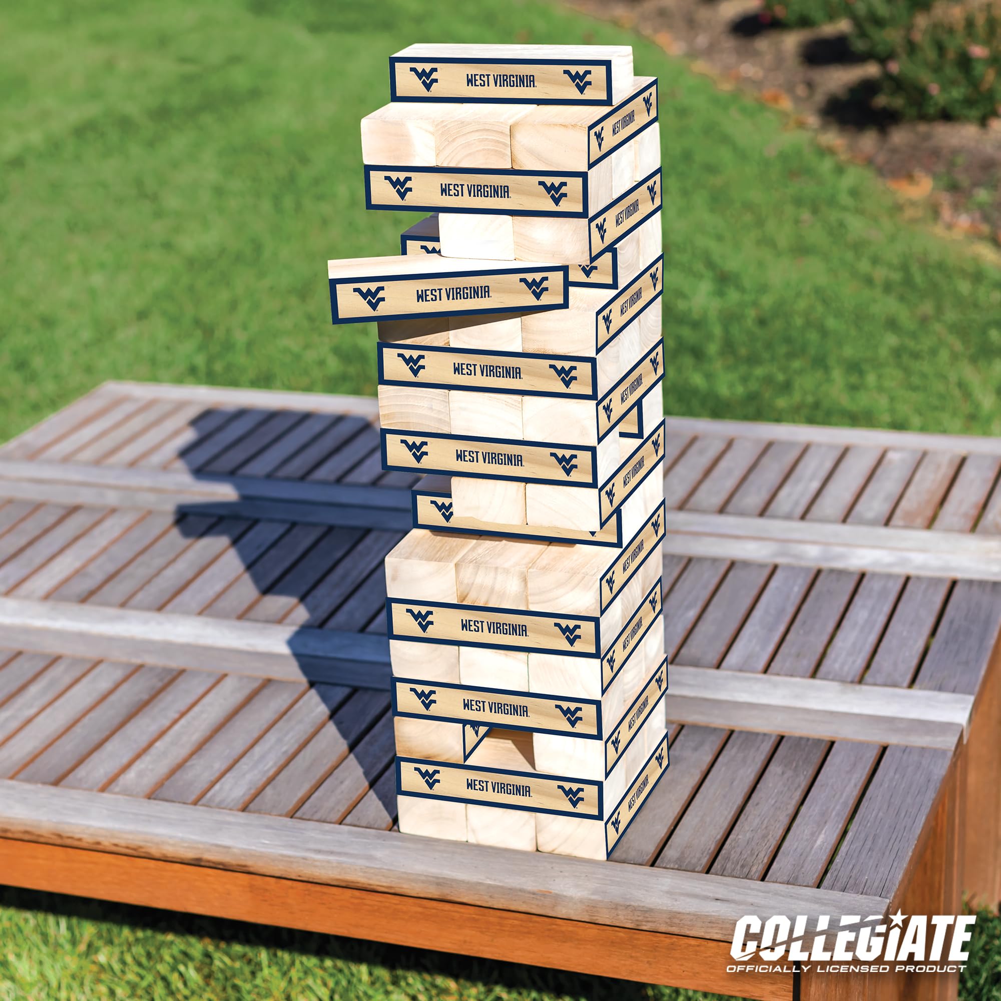 Wild Sports NCAA West Virginia Mountaineers Giant Stacking Wooden Blocks – Tumbling Tower Classic Family Game Stacks Over 5 ft. High – Great Gift for Any College Football Fan! - Sports Collectibles, Sports Memorabilia, Sports Fan Shop, Sports Gifts