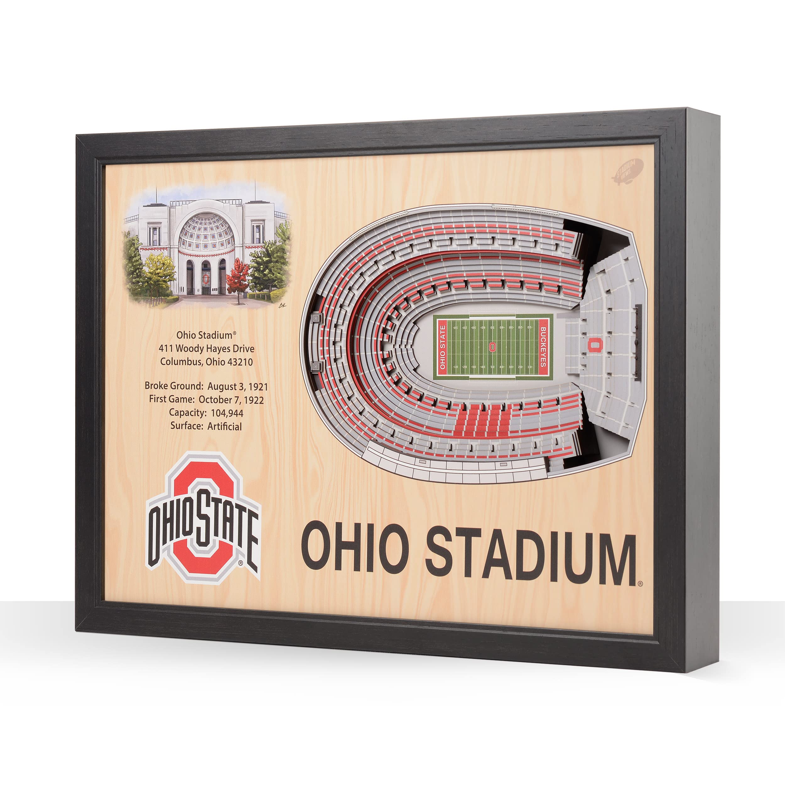 YouTheFan NCAA Ohio State Buckeyes 25-Layer StadiumViews 3D Wall Art - Ohio Stadium,Brown - Sports Collectibles, Sports Memorabilia, Sports Fan Shop, Sports Gifts