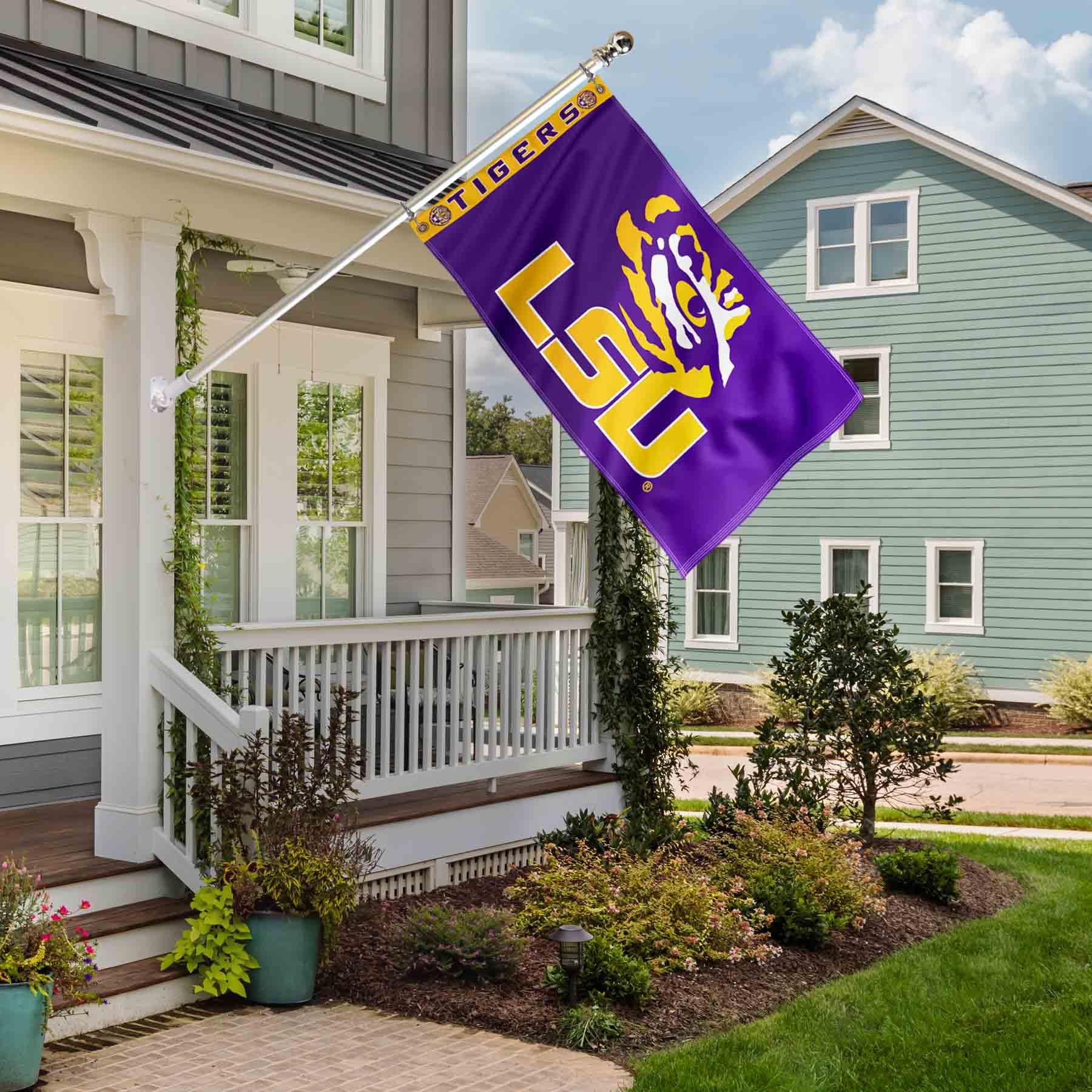 College Flags & Banners Co. Louisiana State LSU Tigers Printed Header 3x5 Foot Banner Flag - Sports Collectibles, Sports Memorabilia, Sports Fan Shop, Sports Gifts
