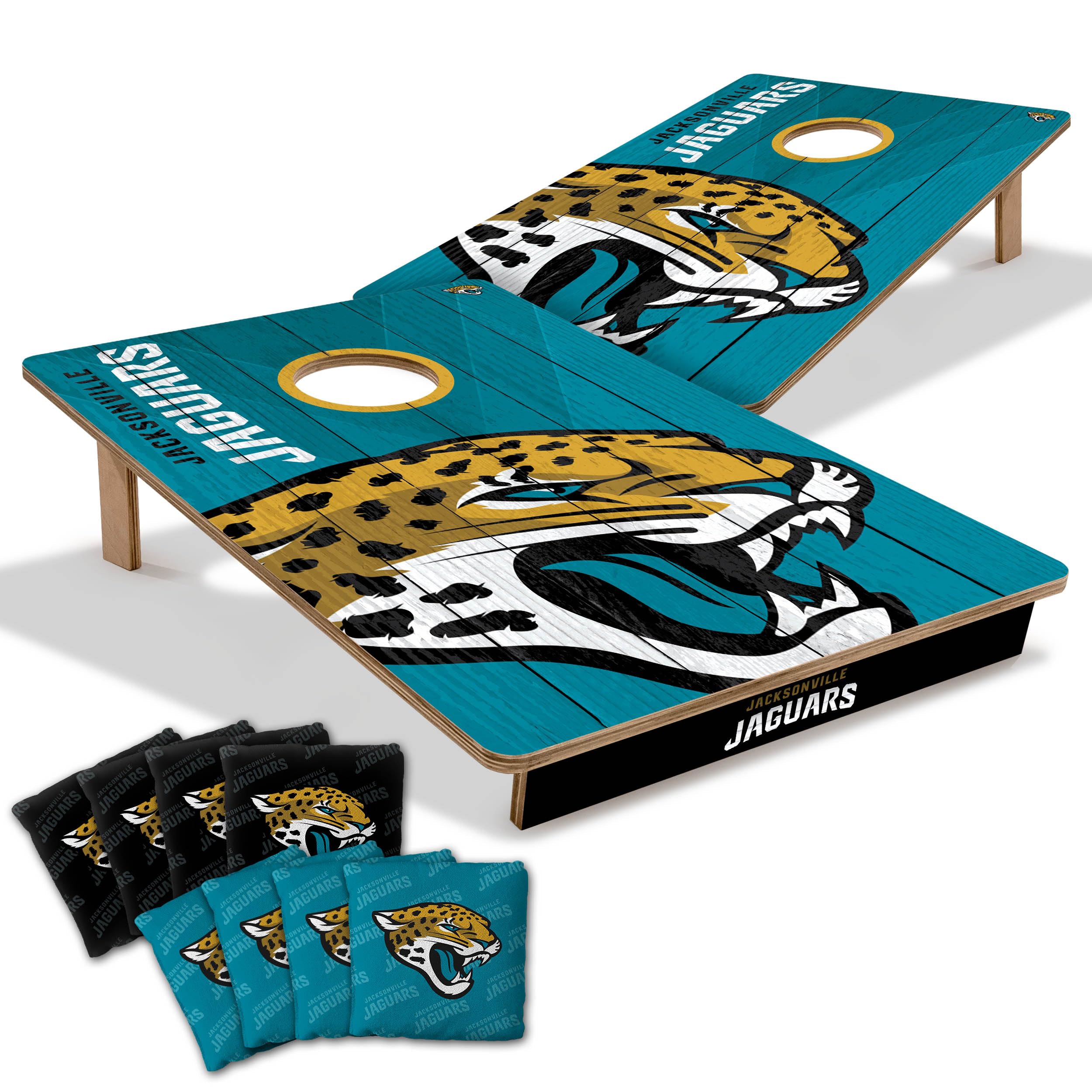 YouTheFan NFL Jacksonville Jaguars 2’ x 3’ Wood Cornhole Game with Logo Bags - Sports Collectibles, Sports Memorabilia, Sports Fan Shop, Sports Gifts