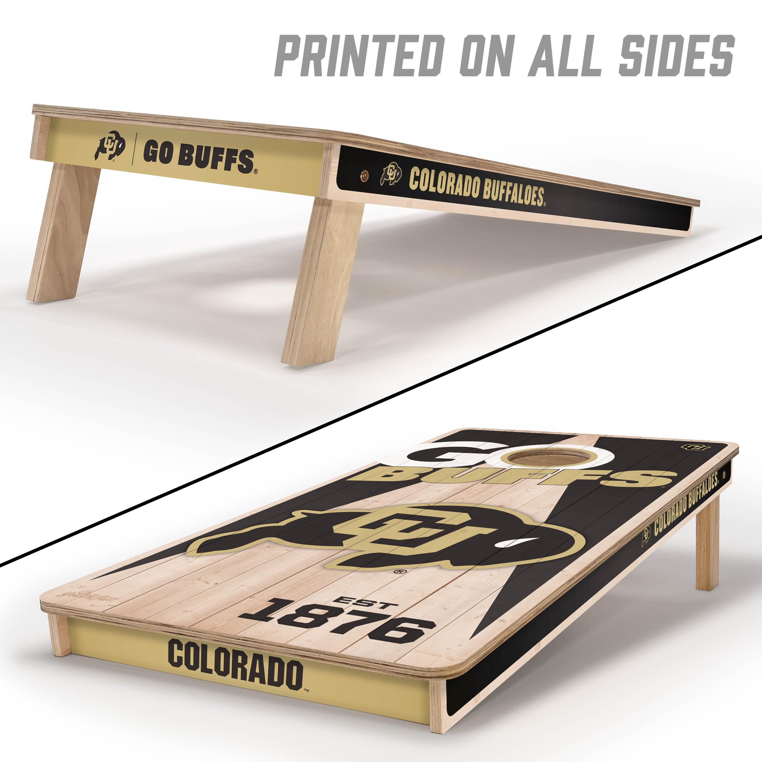 YouTheFan NCAA Colorado Buffaloes 2’ x 4’ Professional Wood Cornhole Game with Logo Bags - Sports Collectibles, Sports Memorabilia, Sports Fan Shop, Sports Gifts
