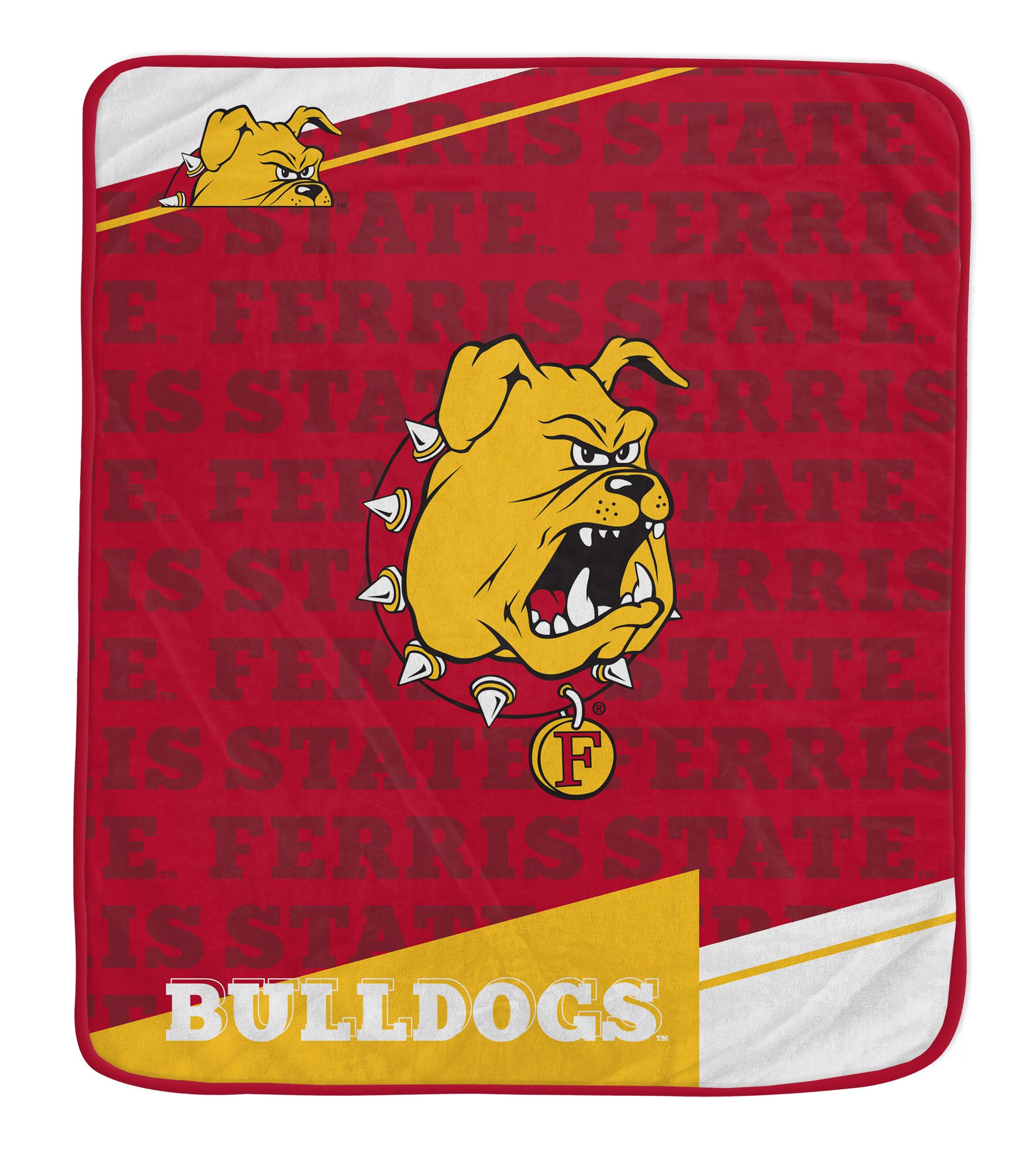 Pegasus Sports NCAA Ferris State Bulldogs Diagonal Ghost Ultra Soft Blanket - Sports Gifts, Sports Memorabilia, Sports Collectibles, Fan Shop