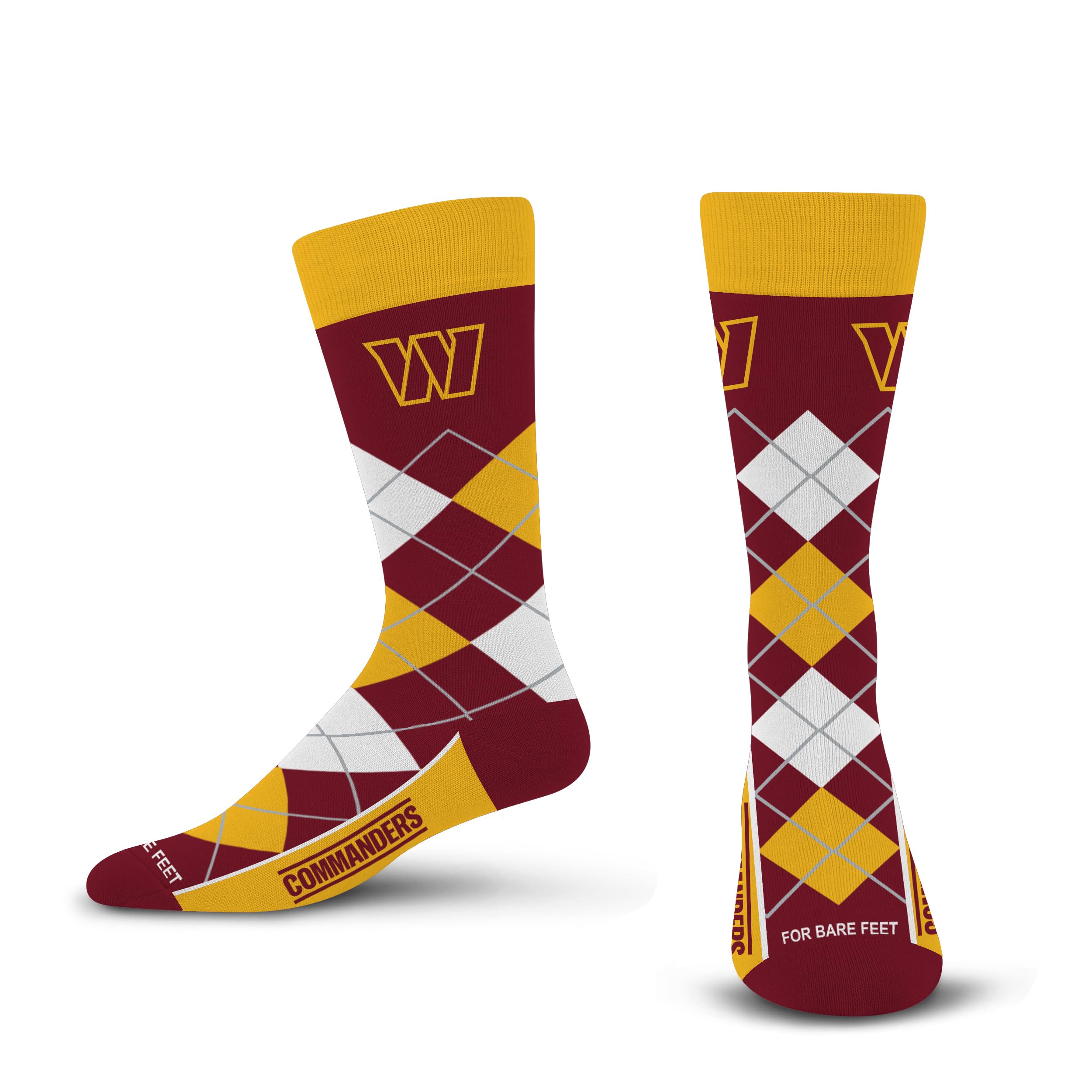 For Bare Feet NFL WASHINGTON COMMANDERS Argyle Remix Premium Dress Sock Team Color OSFM - Sports Gifts, Sports Memorabilia, Sports Collectibles, Fan Shop