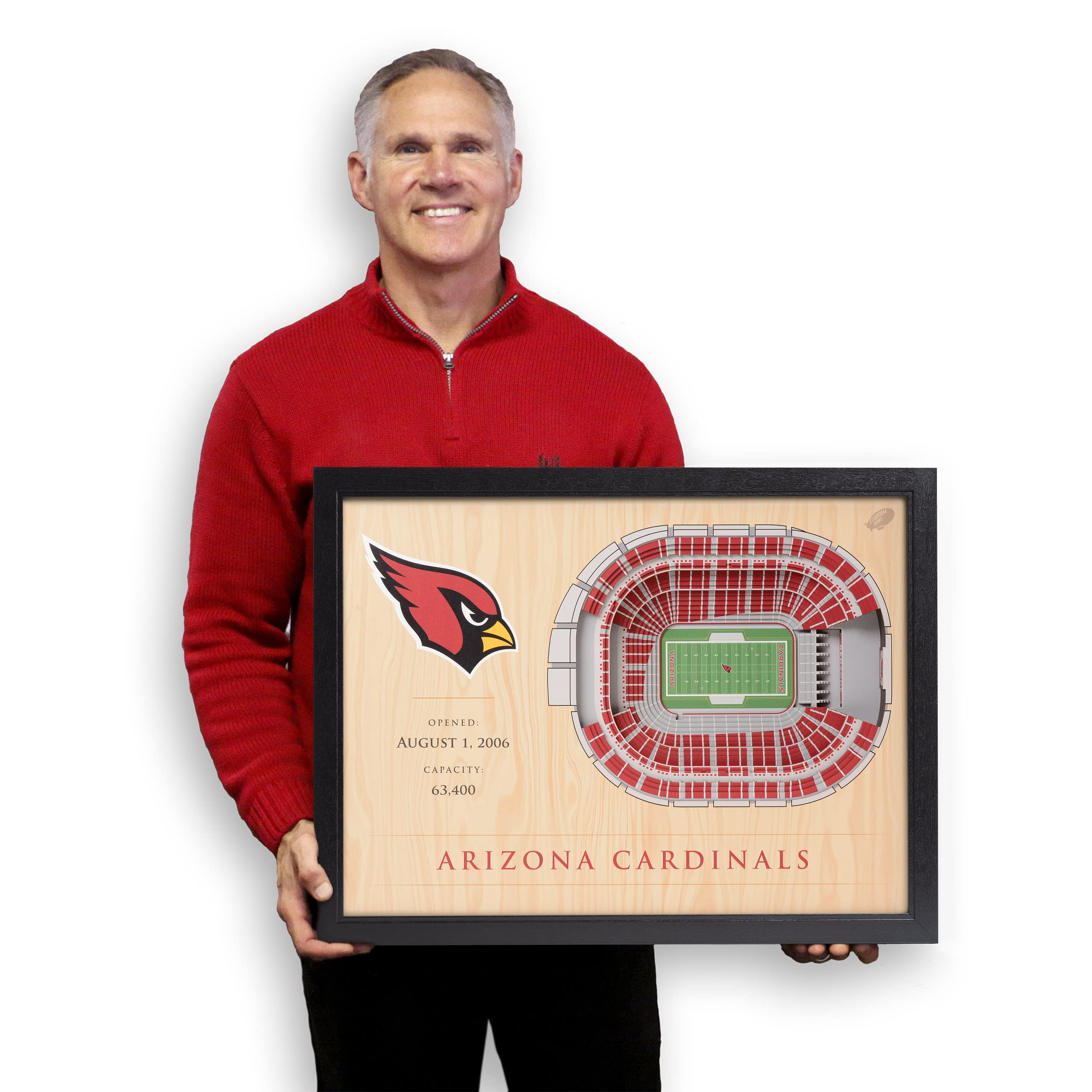 NFL Arizona Cardinals 25-Layer StadiumView 3D Wall Art, YouTheFan , 25.5" x 19.5" x 3.5" - Sports Collectibles, Sports Memorabilia, Sports Fan Shop, Sports Gifts