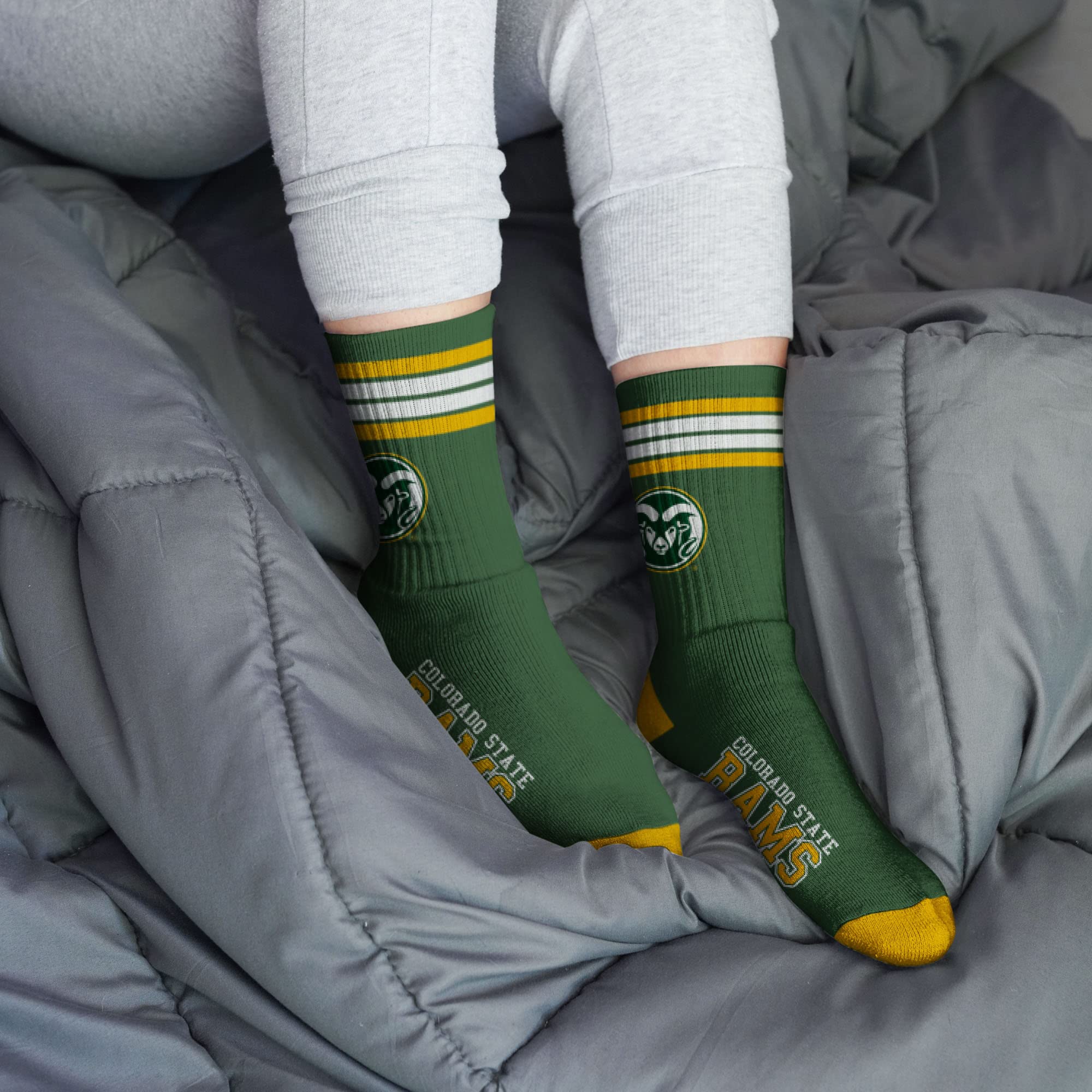 For Bare Feet NCAA Colorado State Rams 4 Stripe Deuce Crew Sock Team Color LARGE - Sports Gifts, Sports Memorabilia, Sports Collectibles, Fan Shop