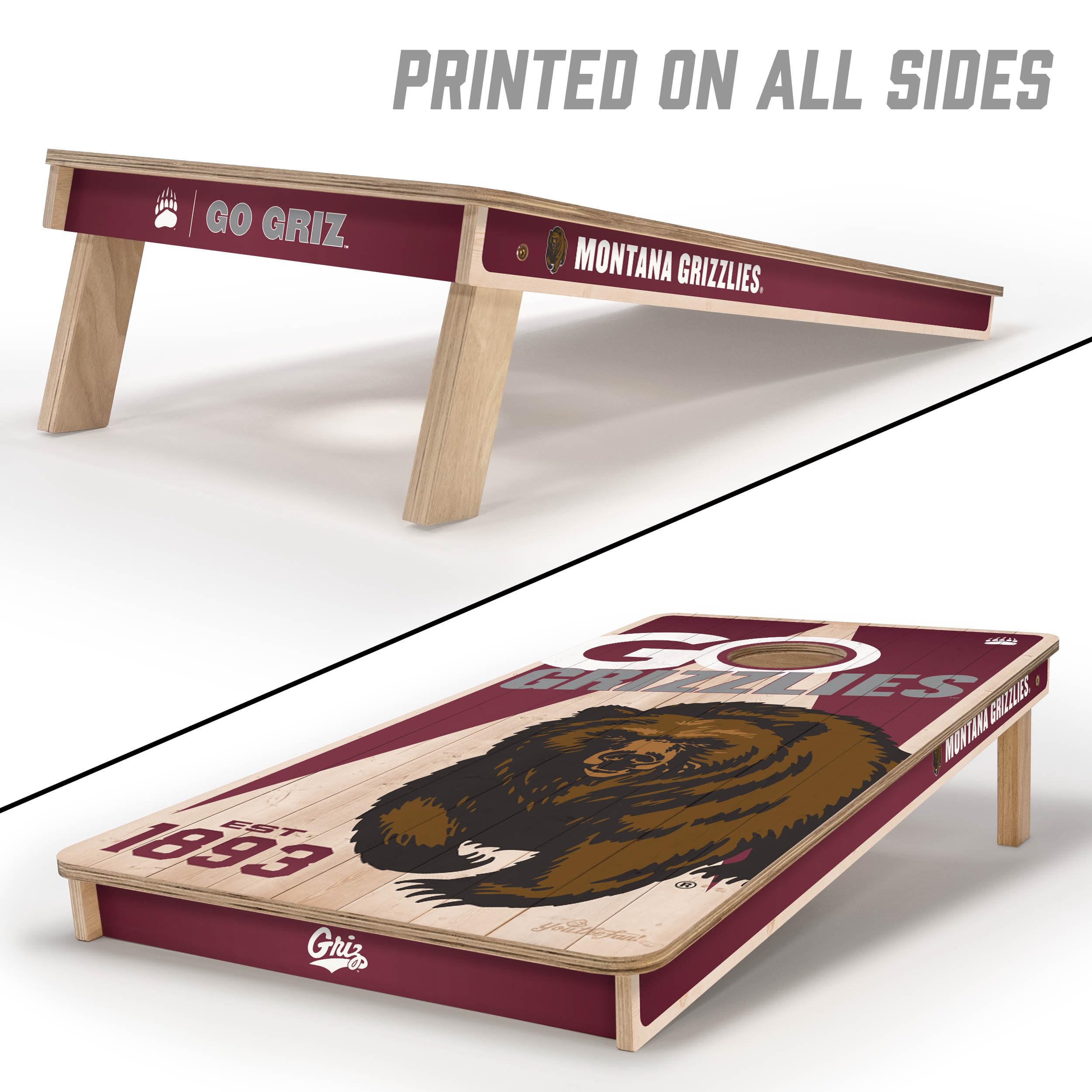 YouTheFan NCAA Montana Grizzlies 2’ x 4’ Professional Wood Cornhole Game with Logo Bags - Sports Collectibles, Sports Memorabilia, Sports Fan Shop, Sports Gifts