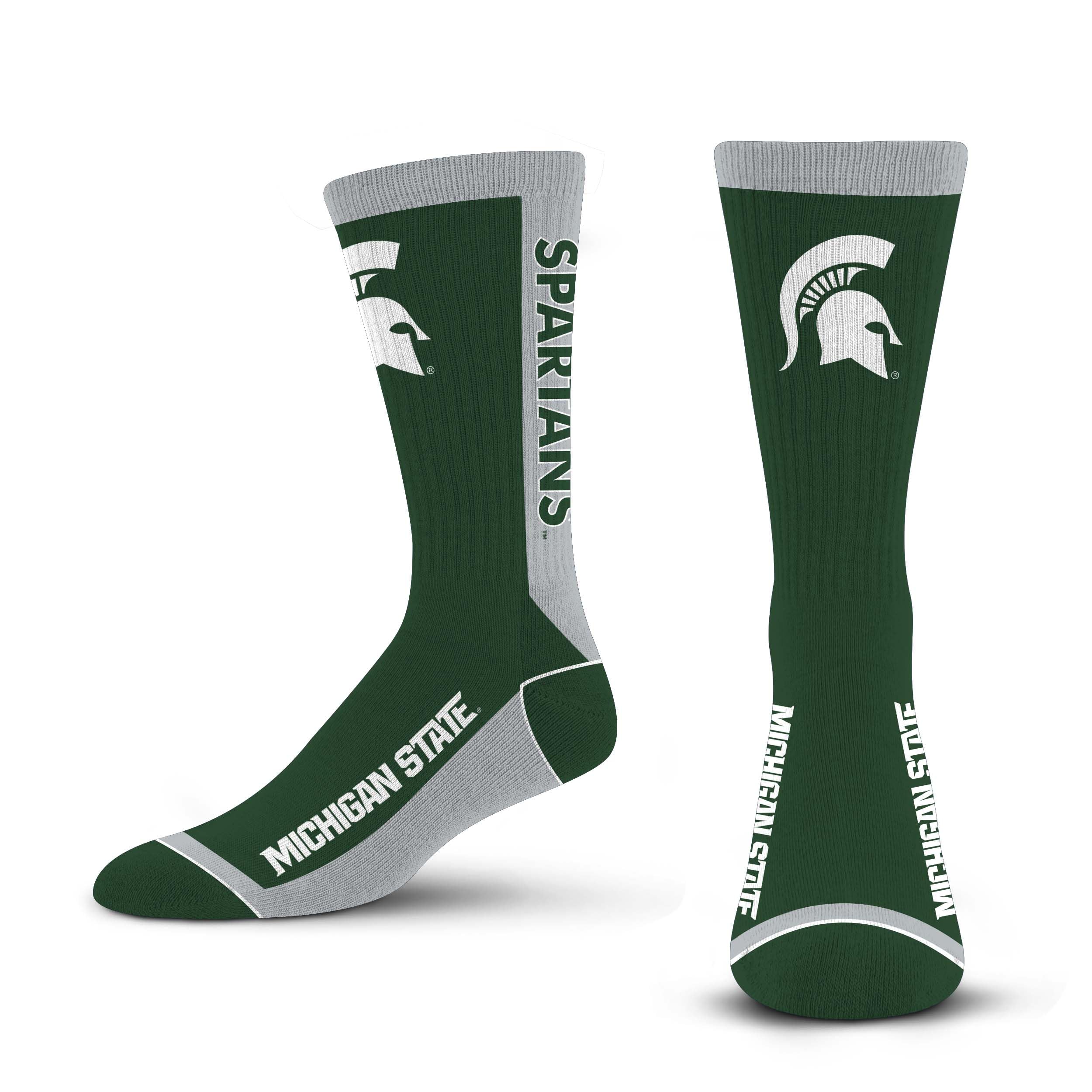 For Bare Feet NCAA MICHIGAN STATE SPARTANS MVP Crew Sock Team Color Large - Sports Gifts, Sports Memorabilia, Sports Collectibles, Fan Shop