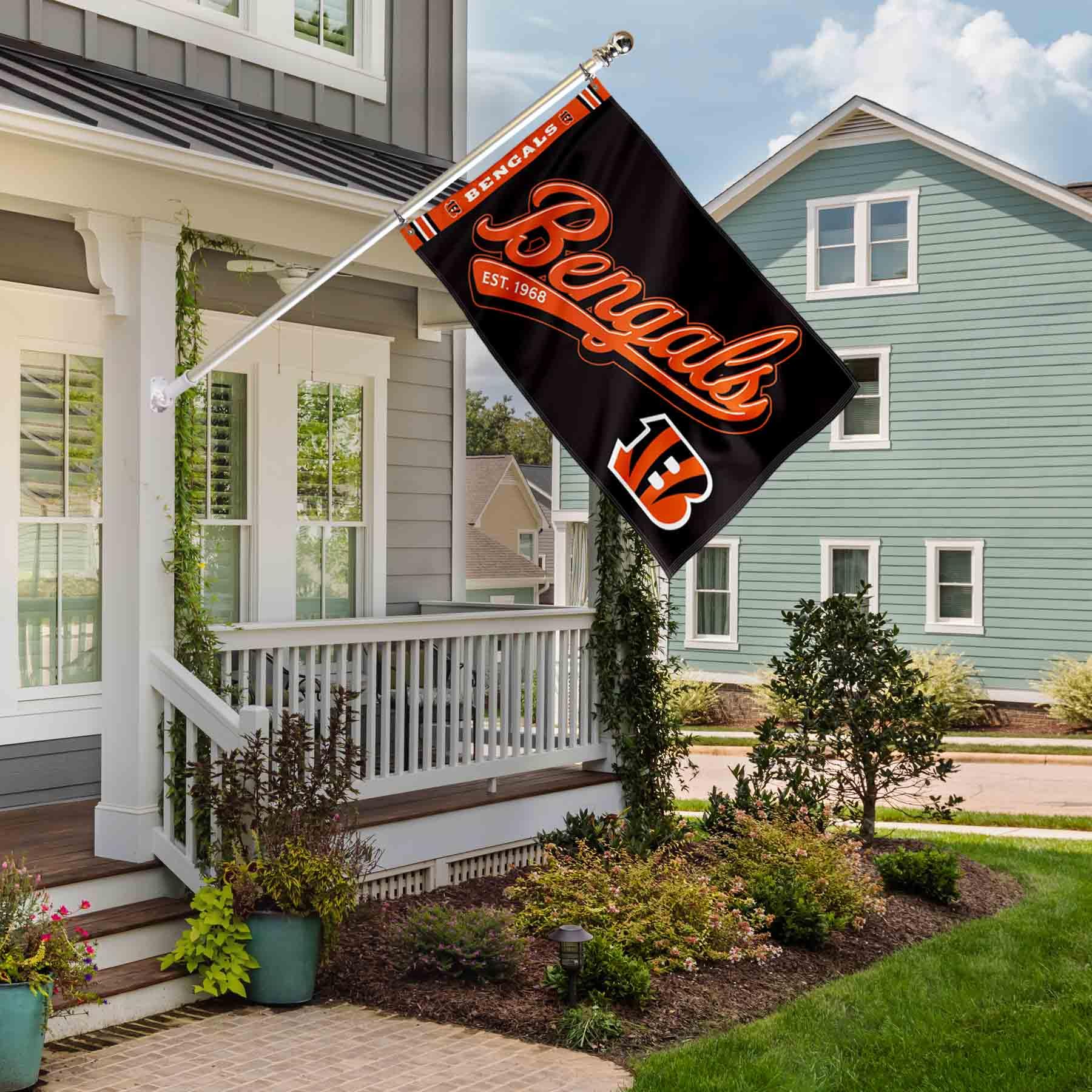 Cincinnati Bengals Script Logo Premium Flag - Sports Collectibles, Sports Memorabilia, Sports Fan Shop, Sports Gifts