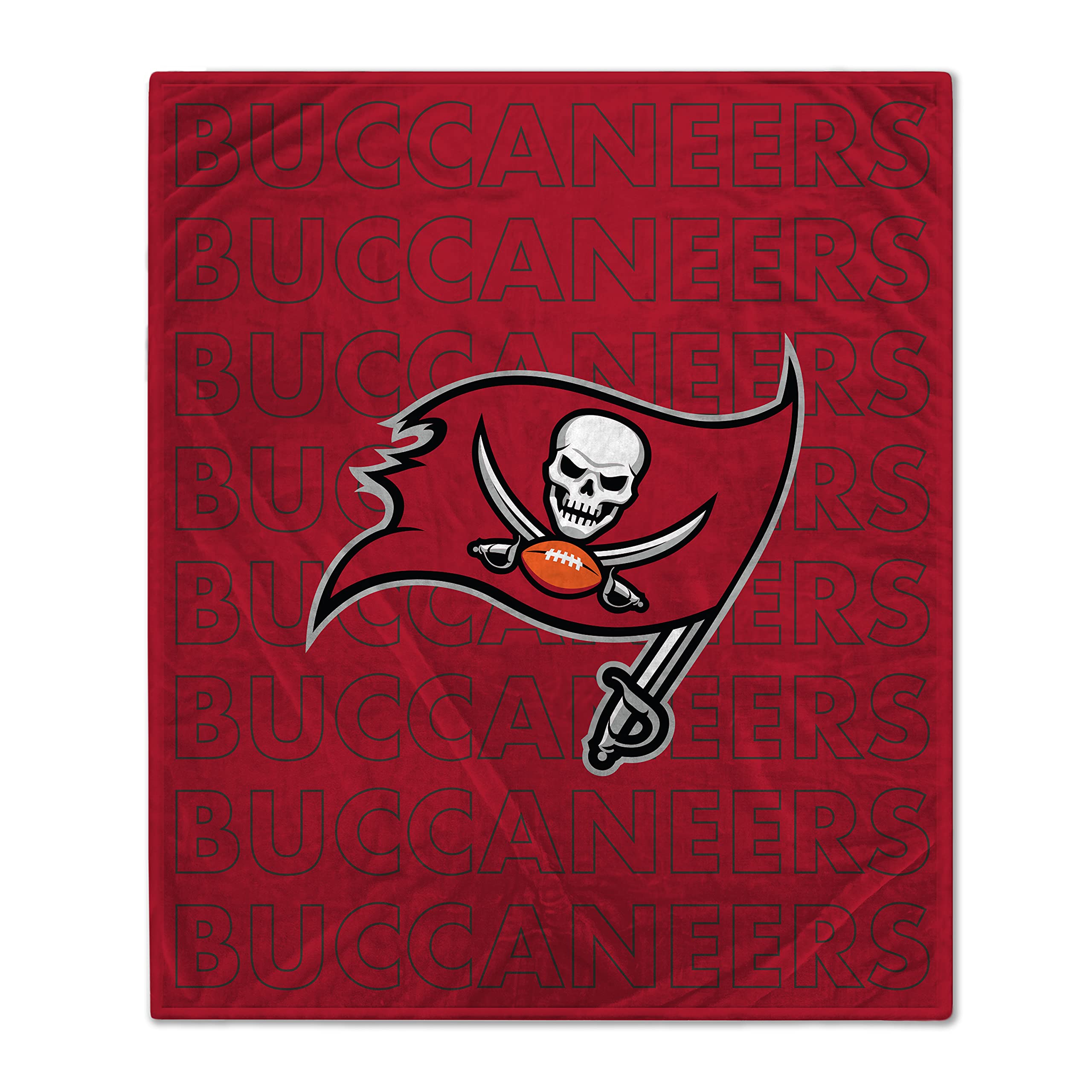Pegasus Sports NFL Echo Team Wordmark Plush Blanket- Tampa Bay Buccaneers, Team Color, 60x70 - Sports Gifts, Sports Memorabilia, Sports Collectibles, Fan Shop