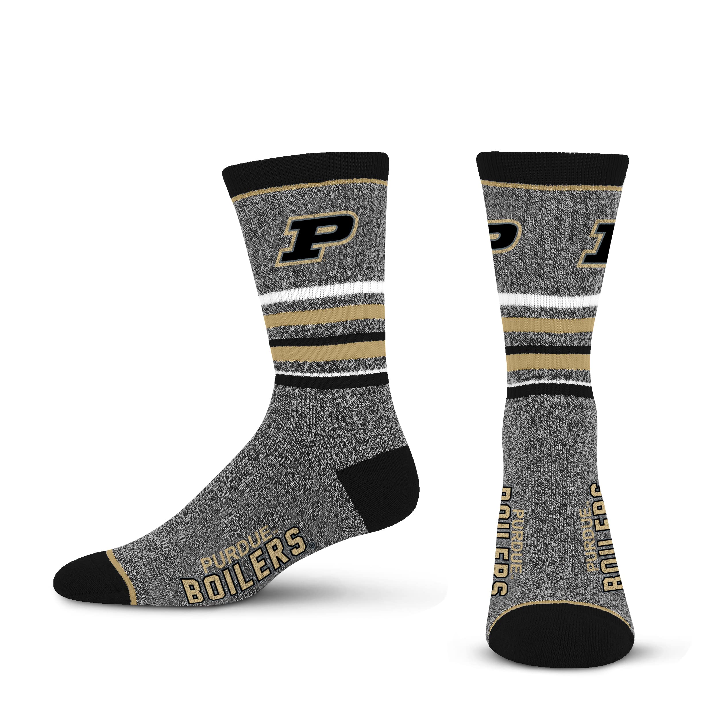 For Bare Feet Mens NCAA Purdue Boilermakers 5 Star Crew Sock Marble Grey Large - Sports Gifts, Sports Memorabilia, Sports Collectibles, Fan Shop