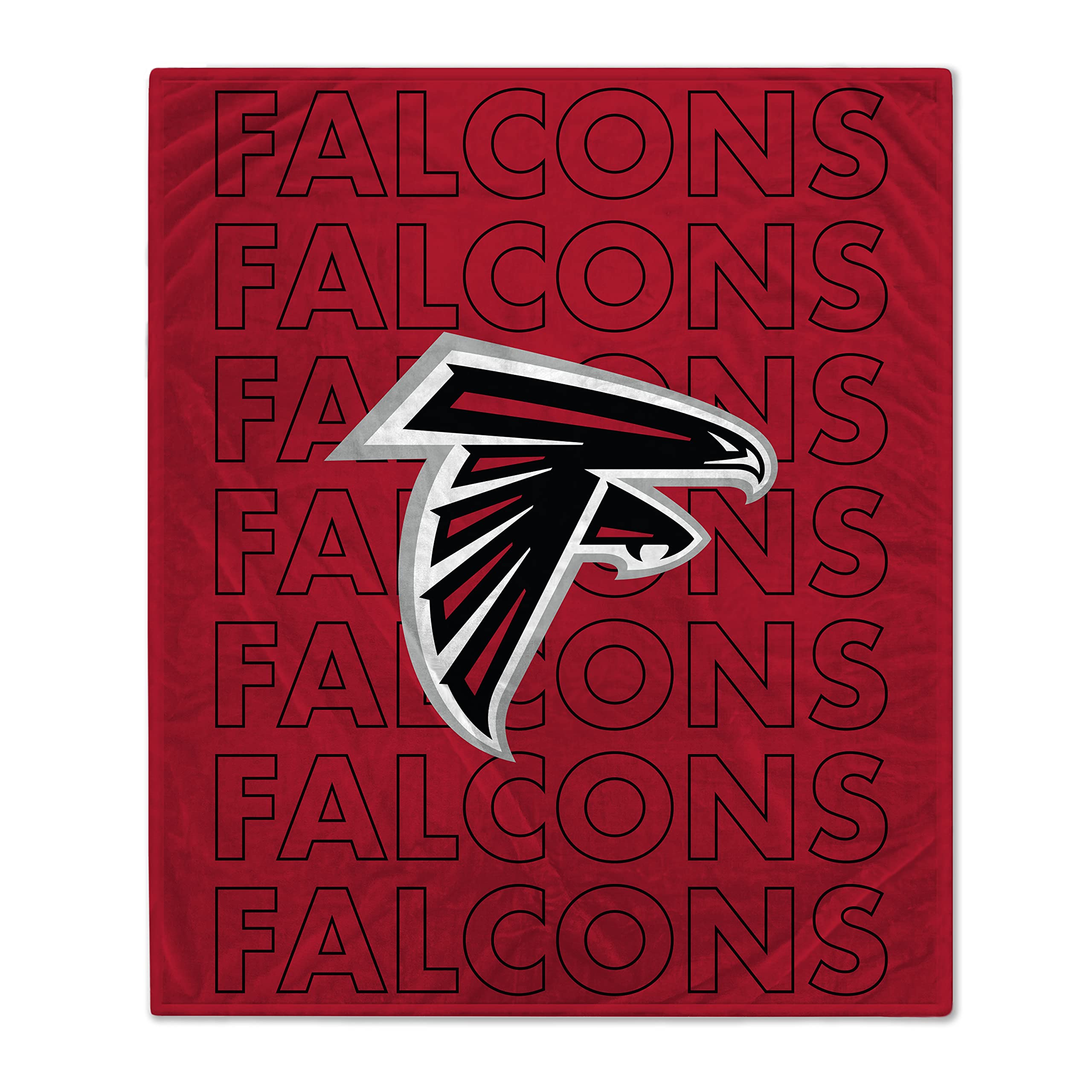 Pegasus Sports NFL Echo Team Wordmark Plush Blanket- Atlanta Falcons Team Color 60x70 - Sports Gifts, Sports Memorabilia, Sports Collectibles, Fan Shop