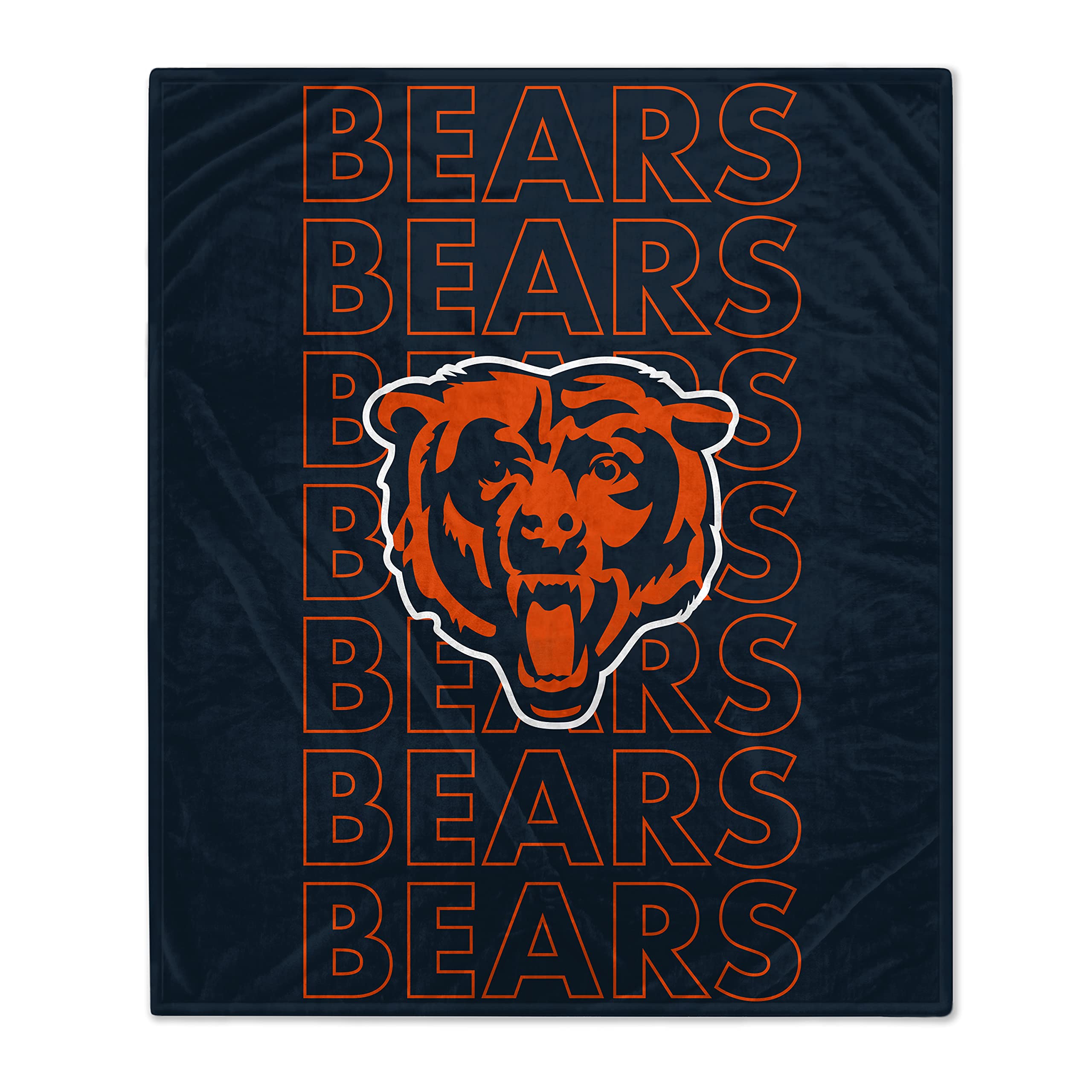Pegasus Sports NFL Echo Team Wordmark Plush Blanket- Chicago Bears, Team Color, 60x70 - Sports Gifts, Sports Memorabilia, Sports Collectibles, Fan Shop