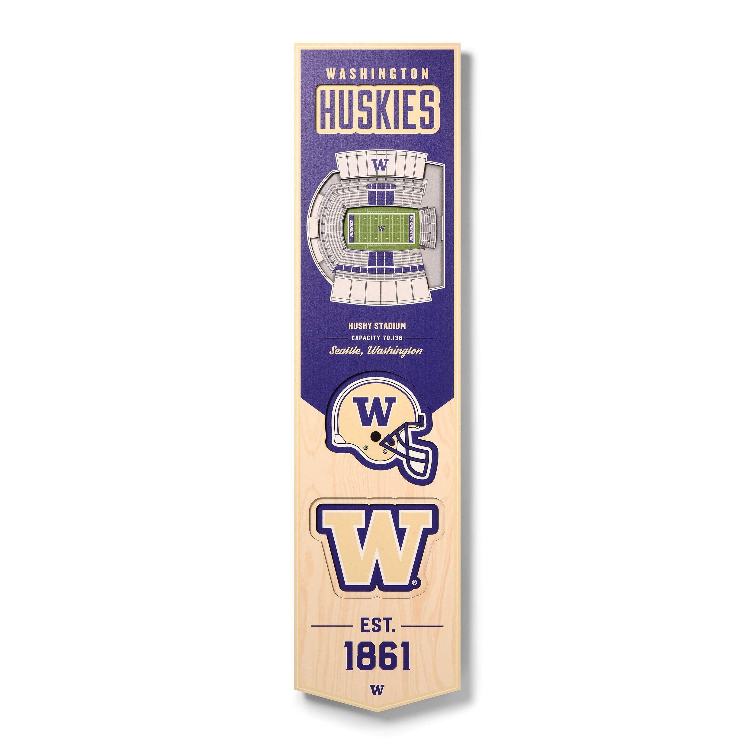 YouTheFan NCAA Washington Huskies 3D Stadium 8x32 Banner - Husky Stadium - Sports Collectibles, Sports Memorabilia, Sports Fan Shop, Sports Gifts