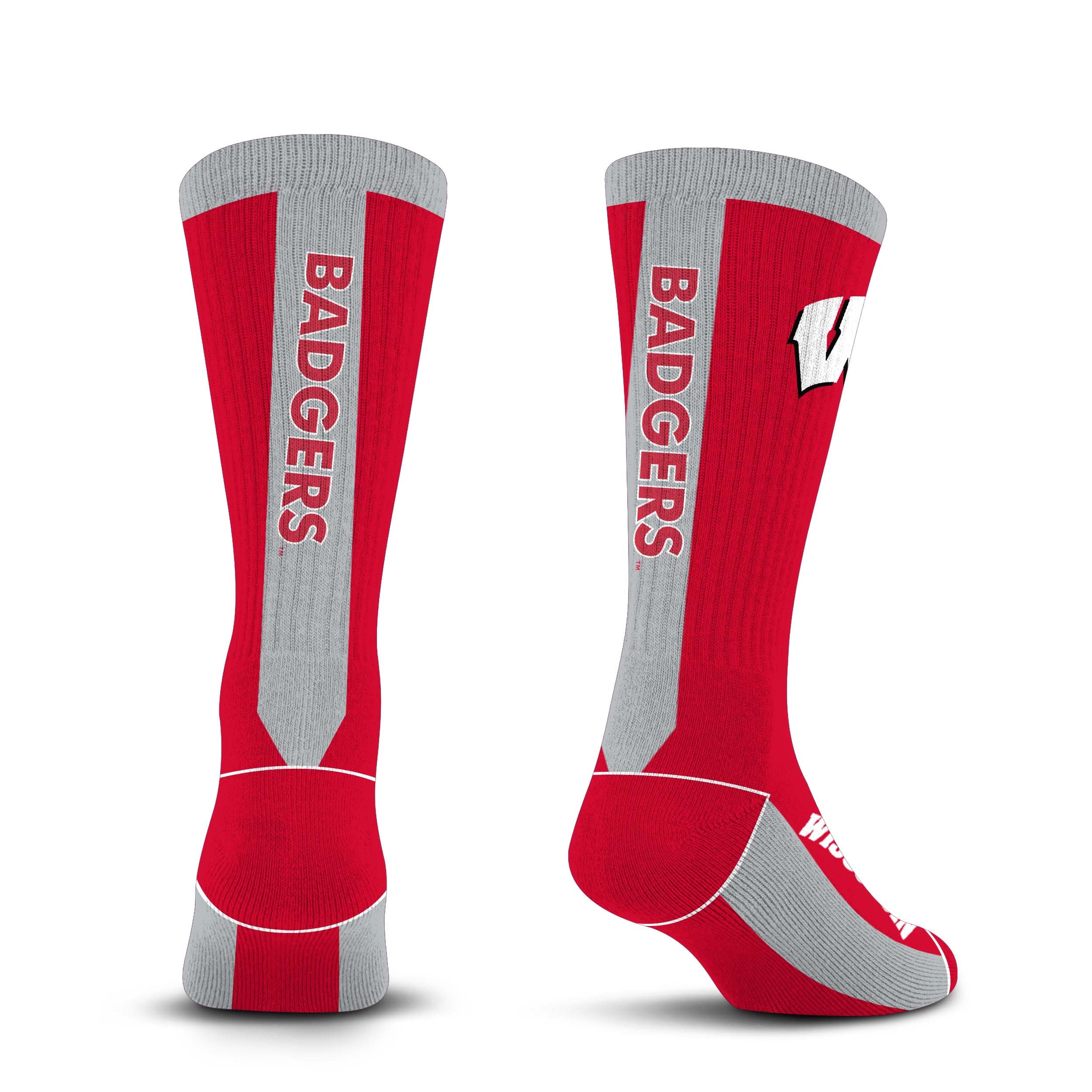 For Bare Feet NCAA WISCONSIN BADGERS MVP Crew Sock Team Color Large - Sports Gifts, Sports Memorabilia, Sports Collectibles, Fan Shop