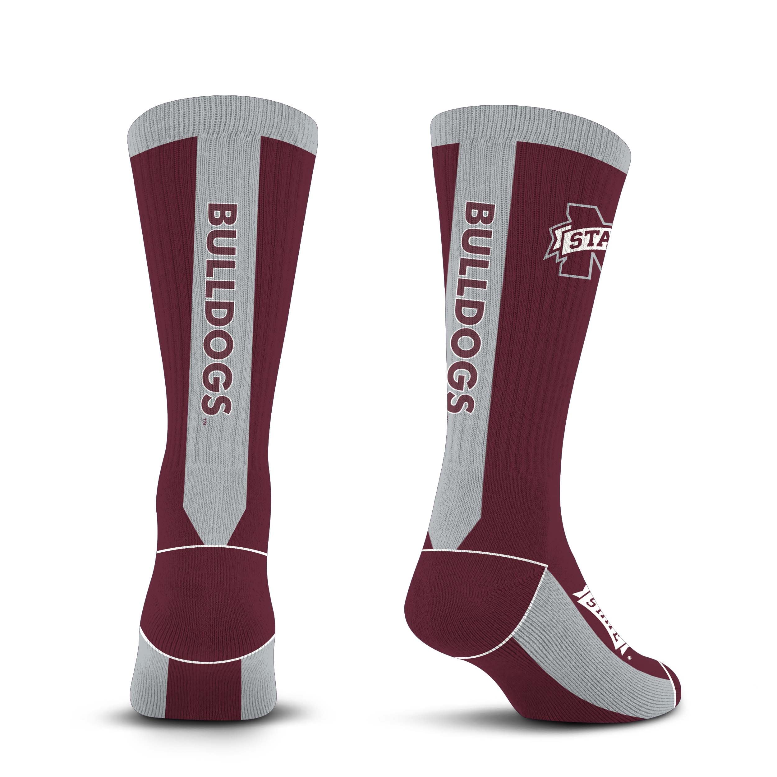 For Bare Feet NCAA MISSISSIPPI STATE BULLDOGS MVP Crew Sock Team Color Large - Sports Gifts, Sports Memorabilia, Sports Collectibles, Fan Shop