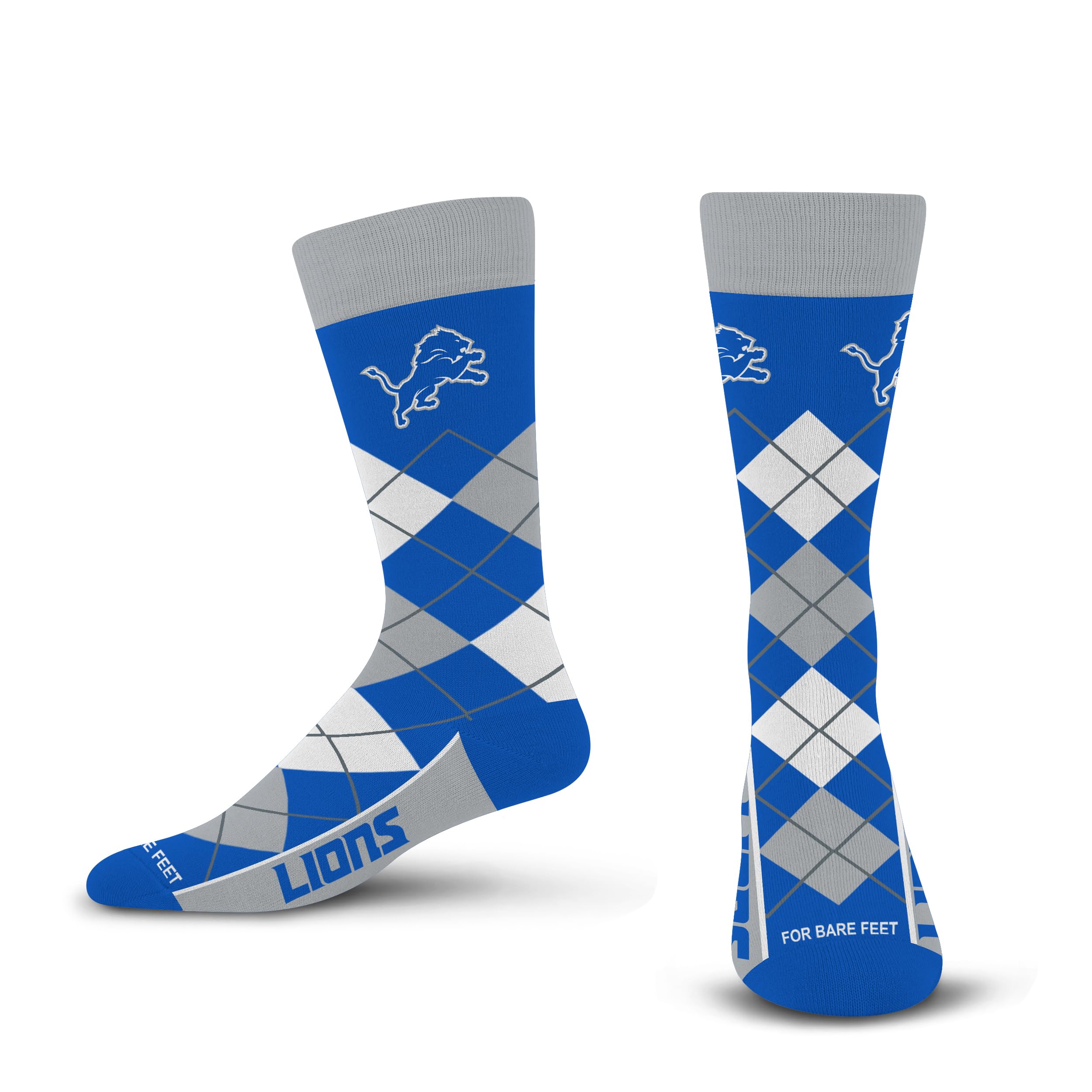 For Bare Feet NFL DETROIT LIONS Argyle Remix Premium Dress Sock Team Color OSFM - Sports Gifts, Sports Memorabilia, Sports Collectibles, Fan Shop