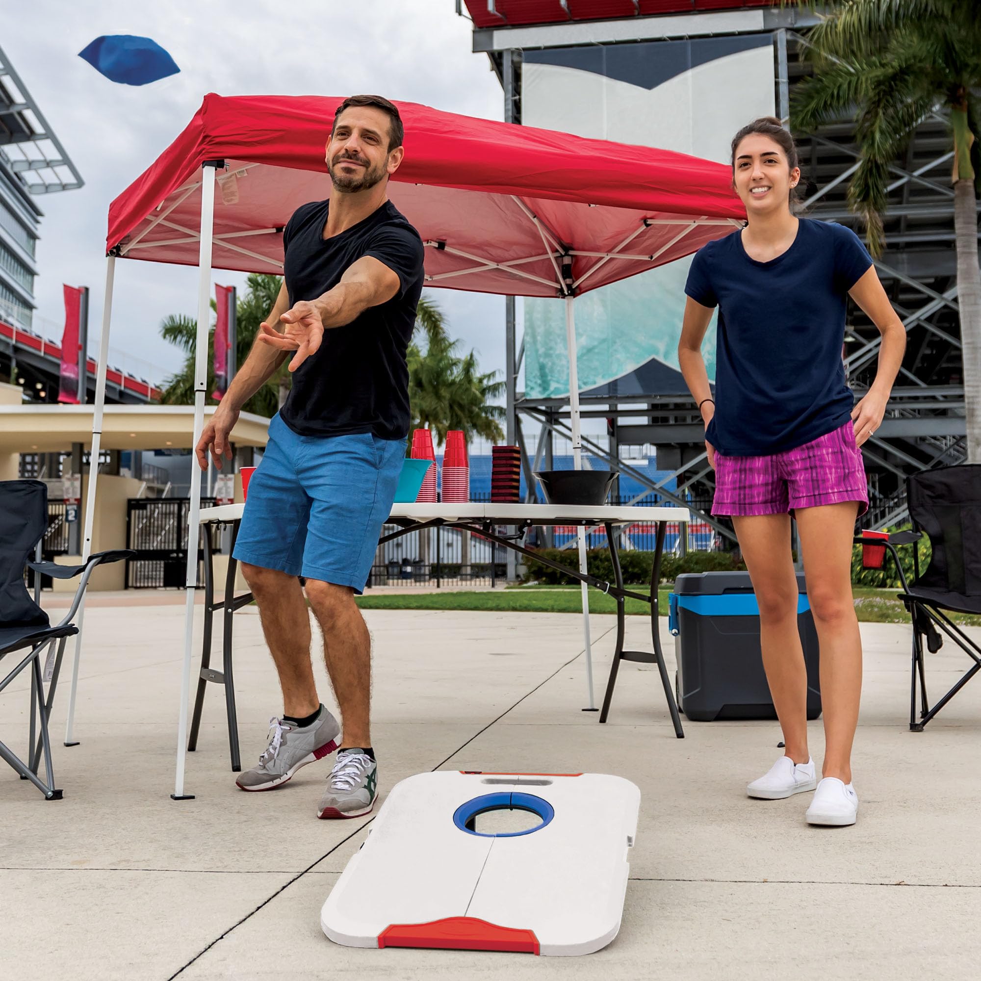 Wild Sports NFL Los Angeles Chargers Pro Football All-Weather Cornhole Set - Travel Bean Bag Toss Set Includes 8 Bean Bags - Sports Collectibles, Sports Memorabilia, Sports Fan Shop, Sports Gifts