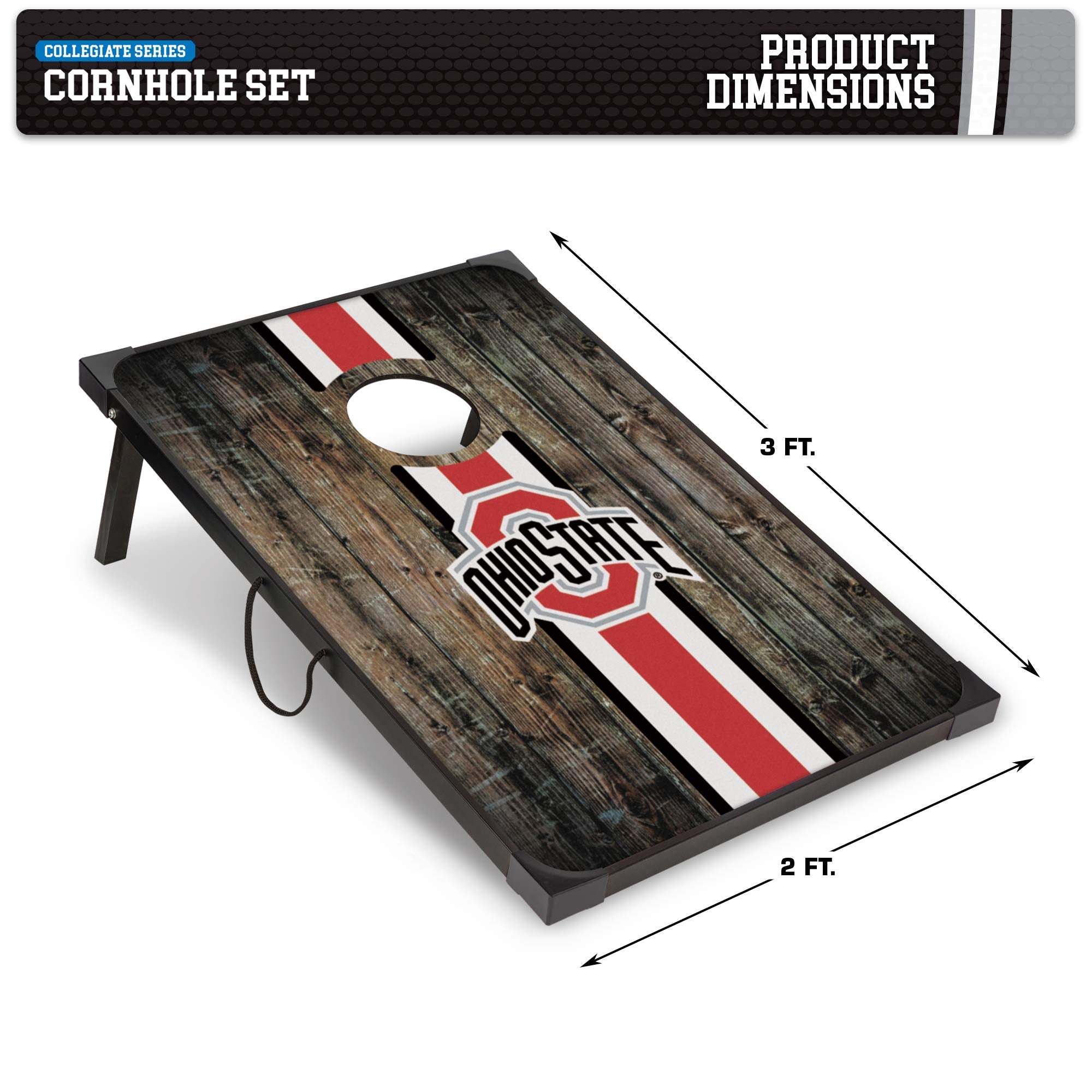 Wild Sports NCAA Ohio State Buckeyes 2' x 3' MDF Deluxe Cornhole Set - with Corners and Aprons, Team Color - Sports Collectibles, Sports Memorabilia, Sports Fan Shop, Sports Gifts